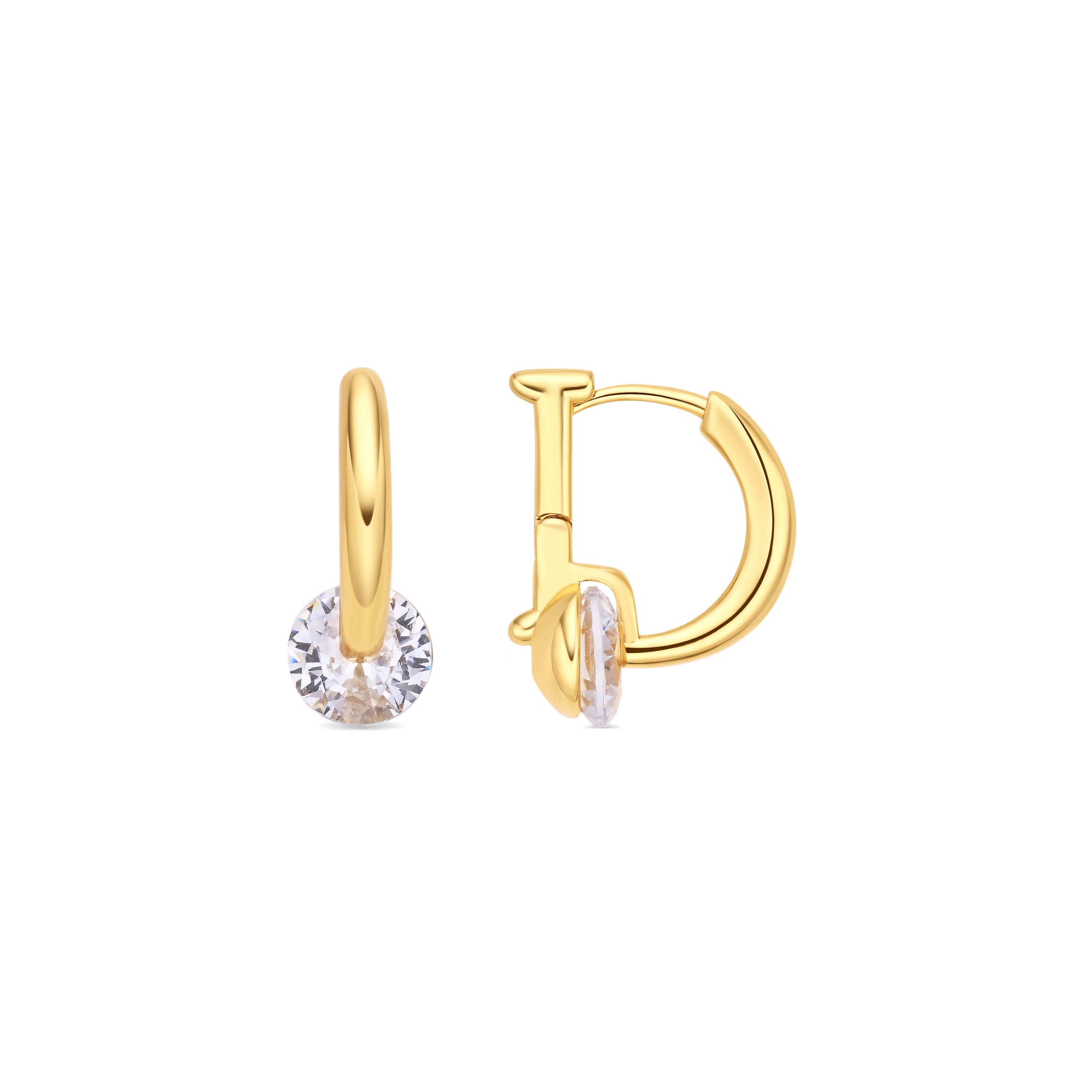 Brilliant Zircon Earrings, 18k yellow gold plated - Iaf
