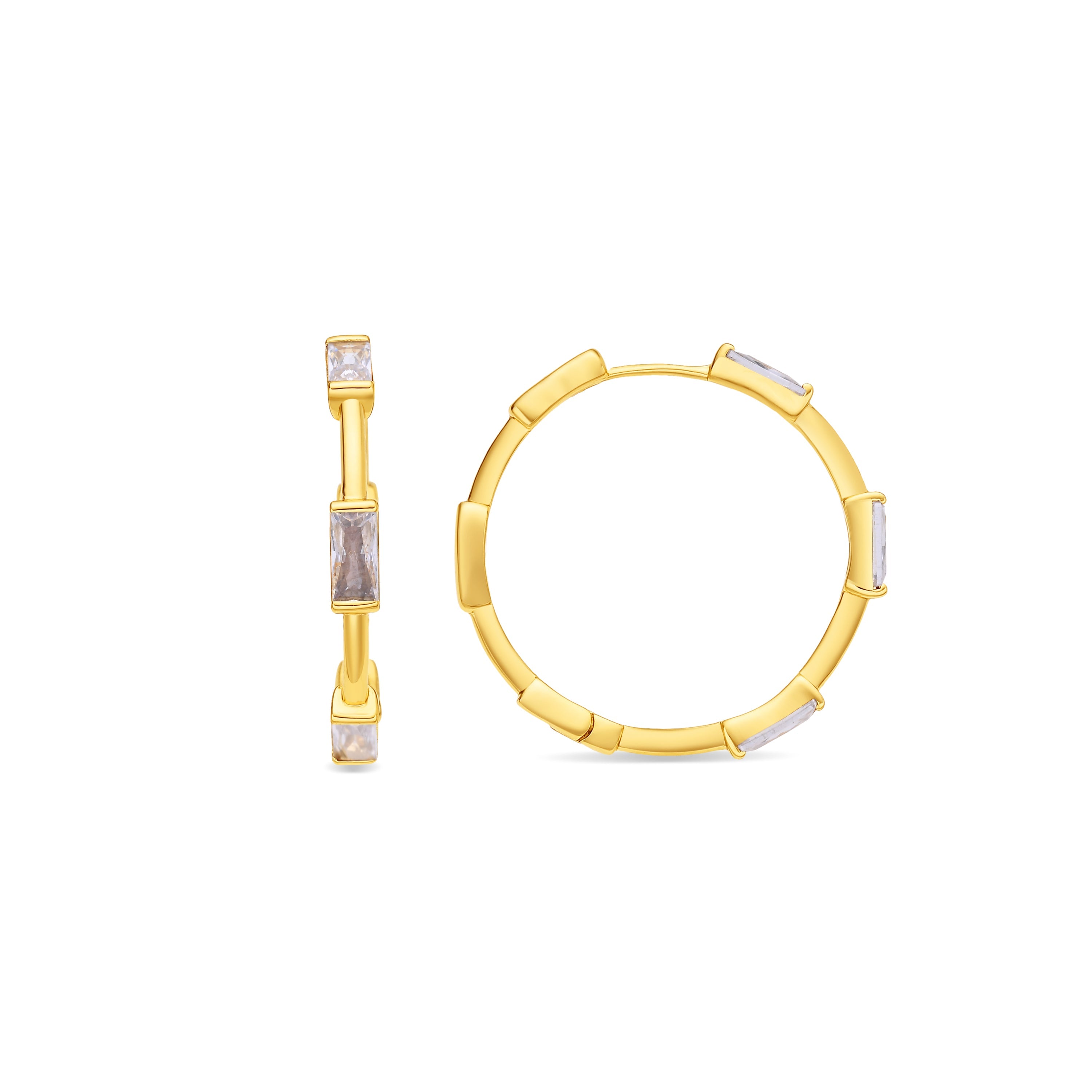 18k Yellow Gold Plated Brilliant Zirconia Earrings - Shise