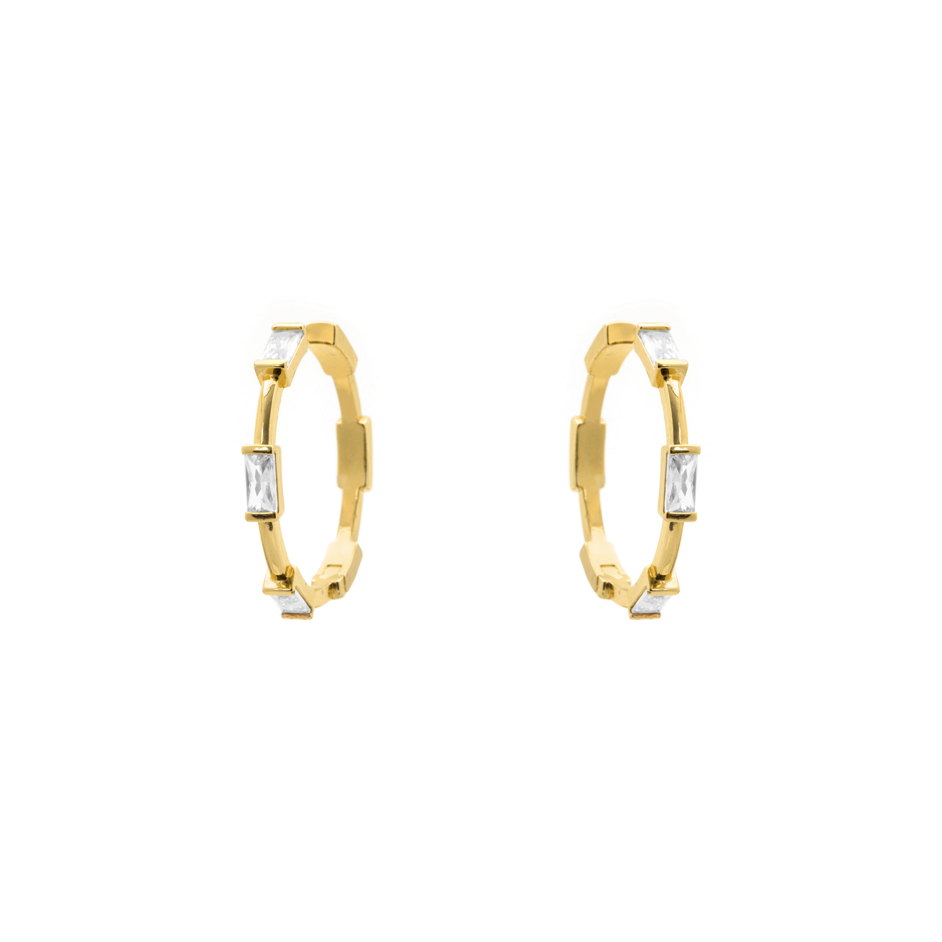 18k Yellow Gold Plated Brilliant Zirconia Earrings - Shise