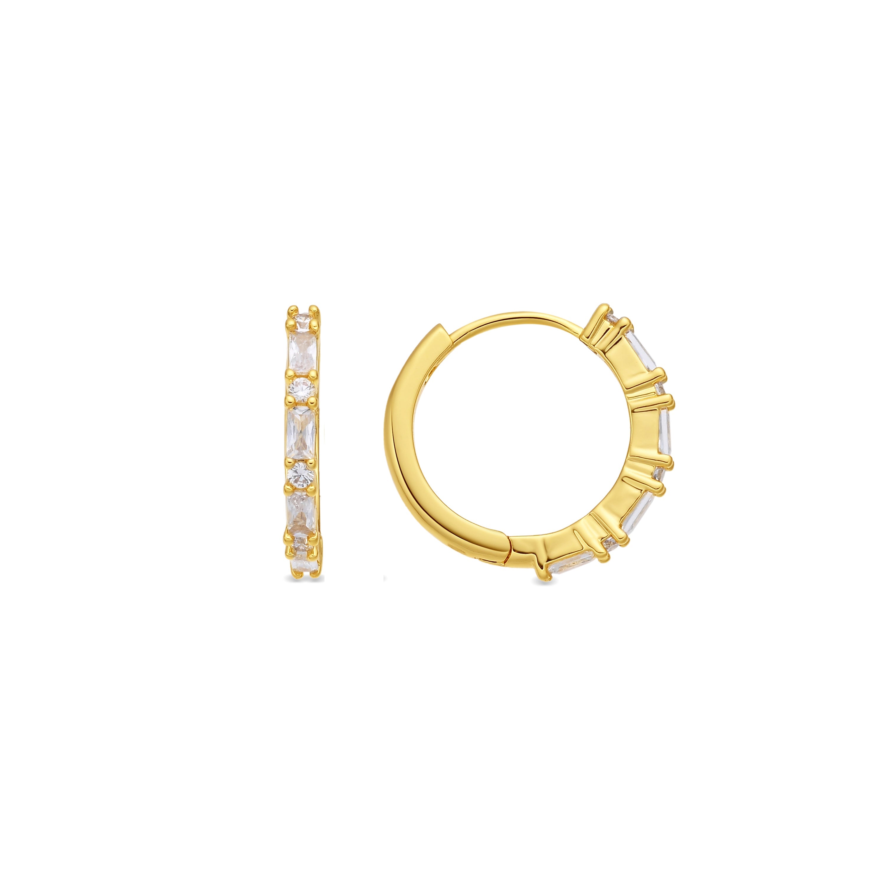 Brilliant Cubic Zirconia Stud Earrings in 18k Yellow Gold Finish - Jasak