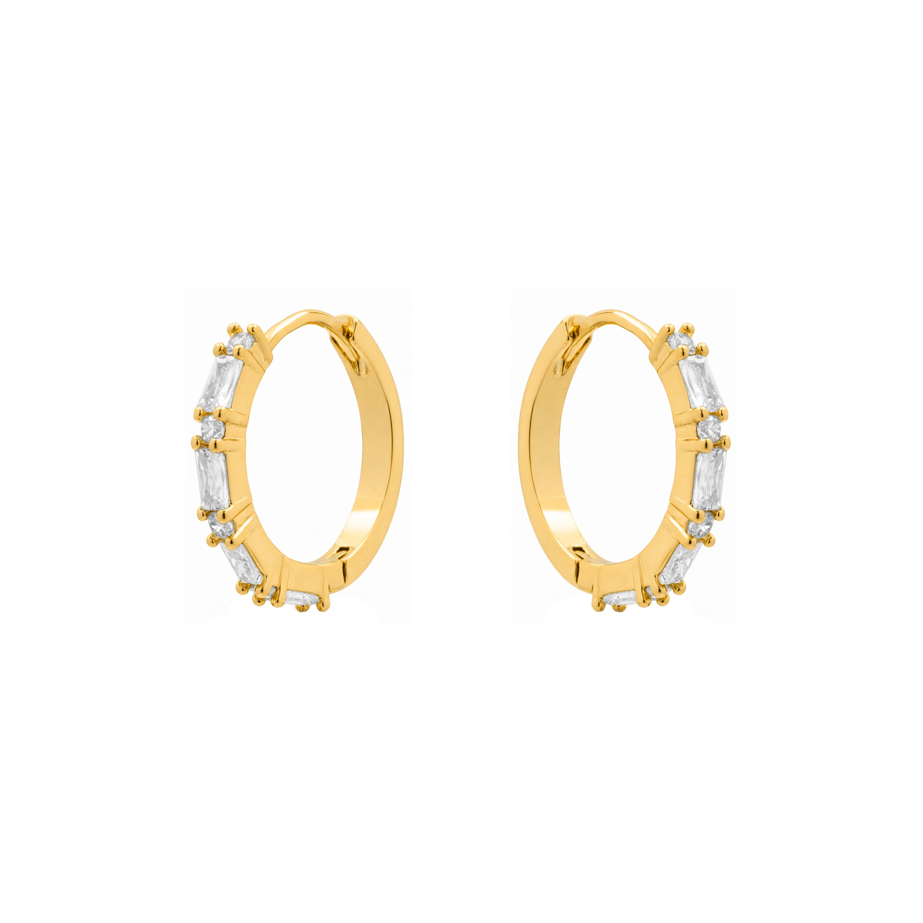Brilliant Cubic Zirconia Stud Earrings in 18k Yellow Gold Finish - Jasak
