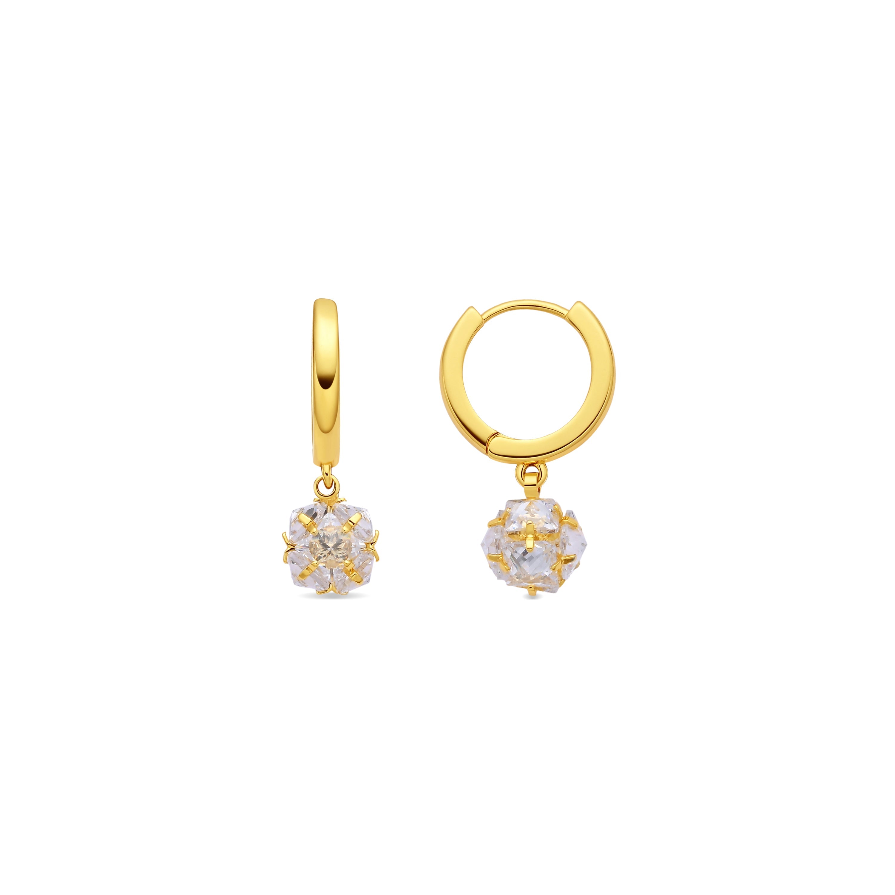 Brilliant Zircon Earrings in 18k Yellow Gold Finish - Monrus