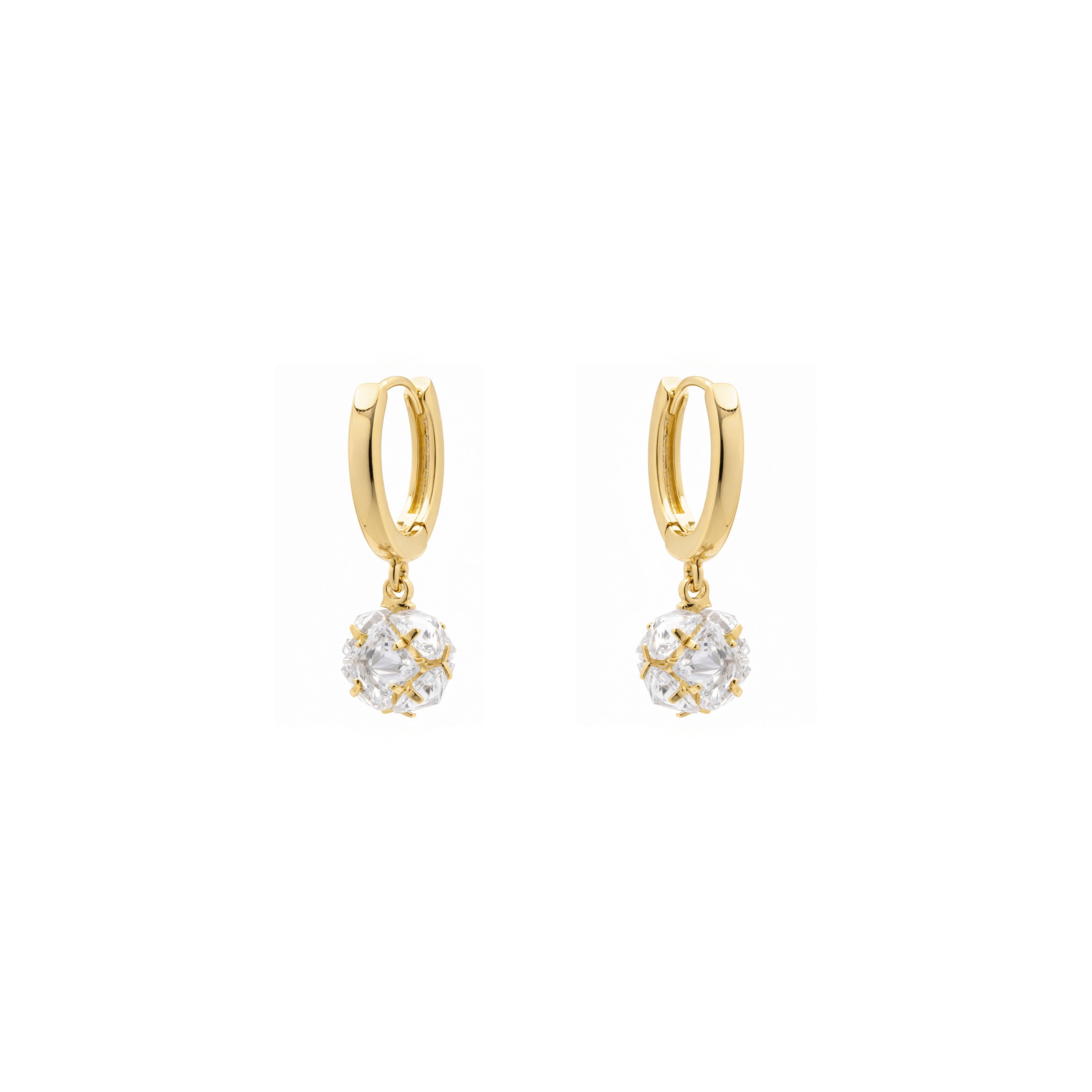 Brilliant Zircon Earrings in 18k Yellow Gold Finish - Monrus
