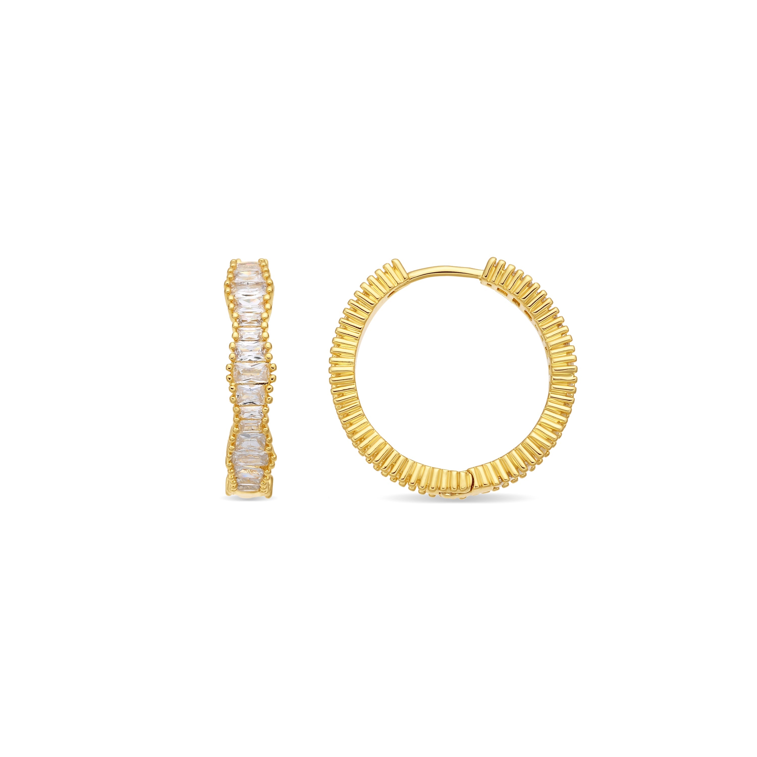 18k Yellow Gold Plated Brilliant Zirconia Earrings - Sadim