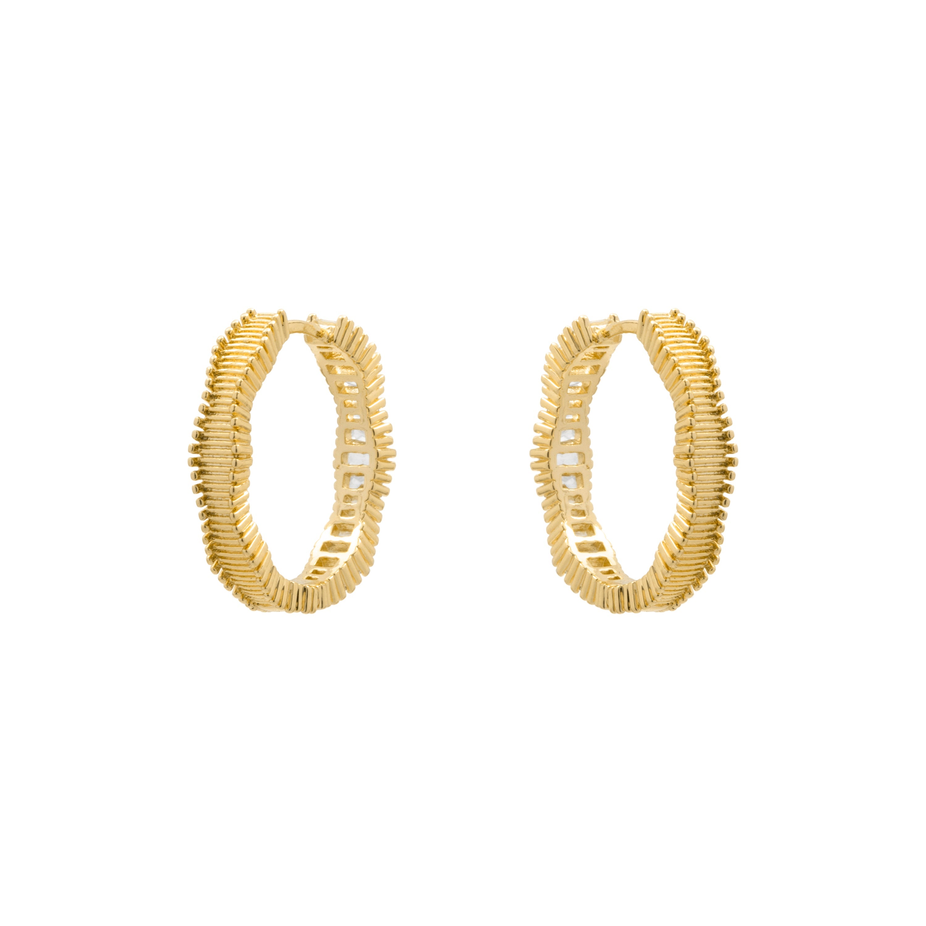 18k Yellow Gold Plated Brilliant Zirconia Earrings - Sadim