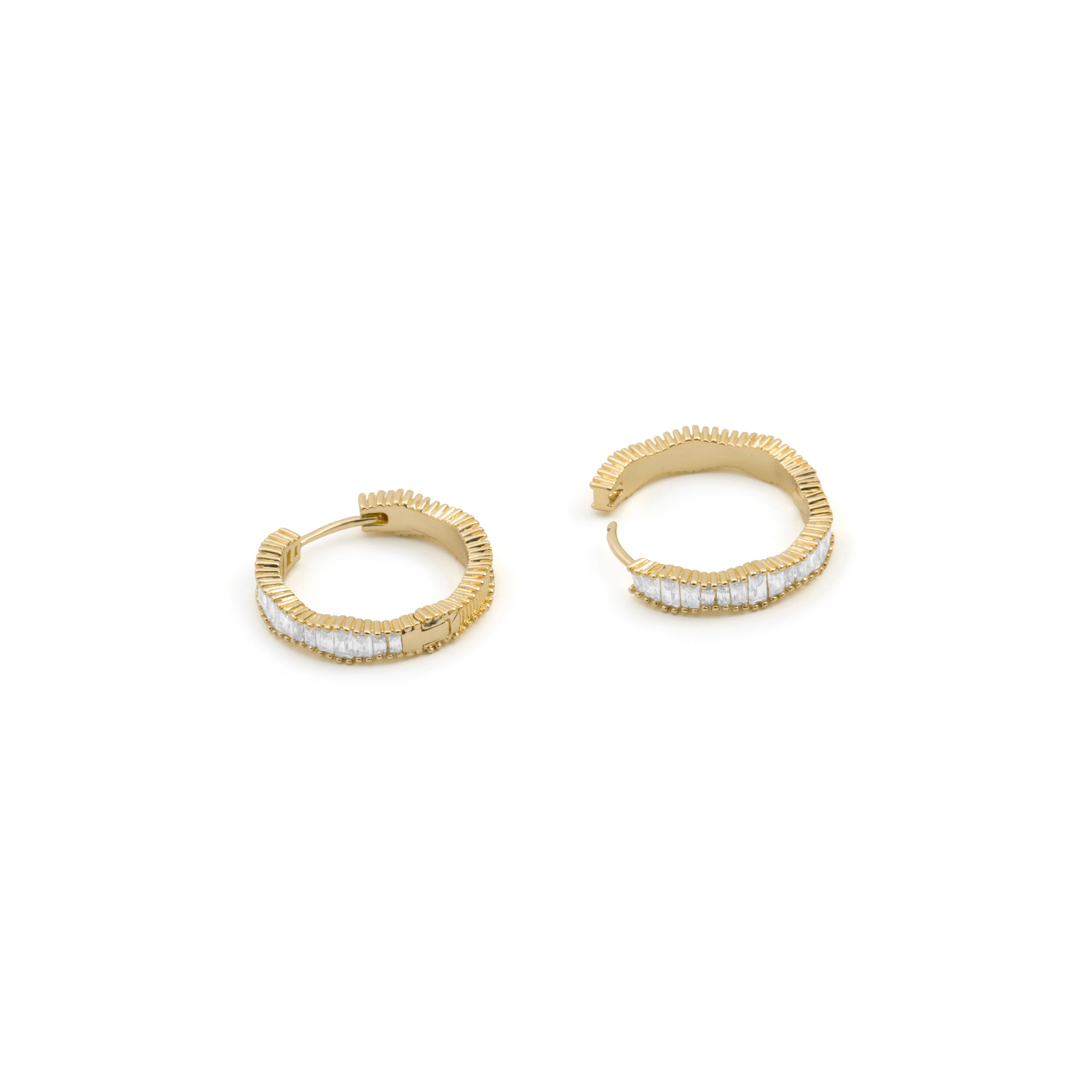 18k Yellow Gold Plated Brilliant Zirconia Earrings - Sadim