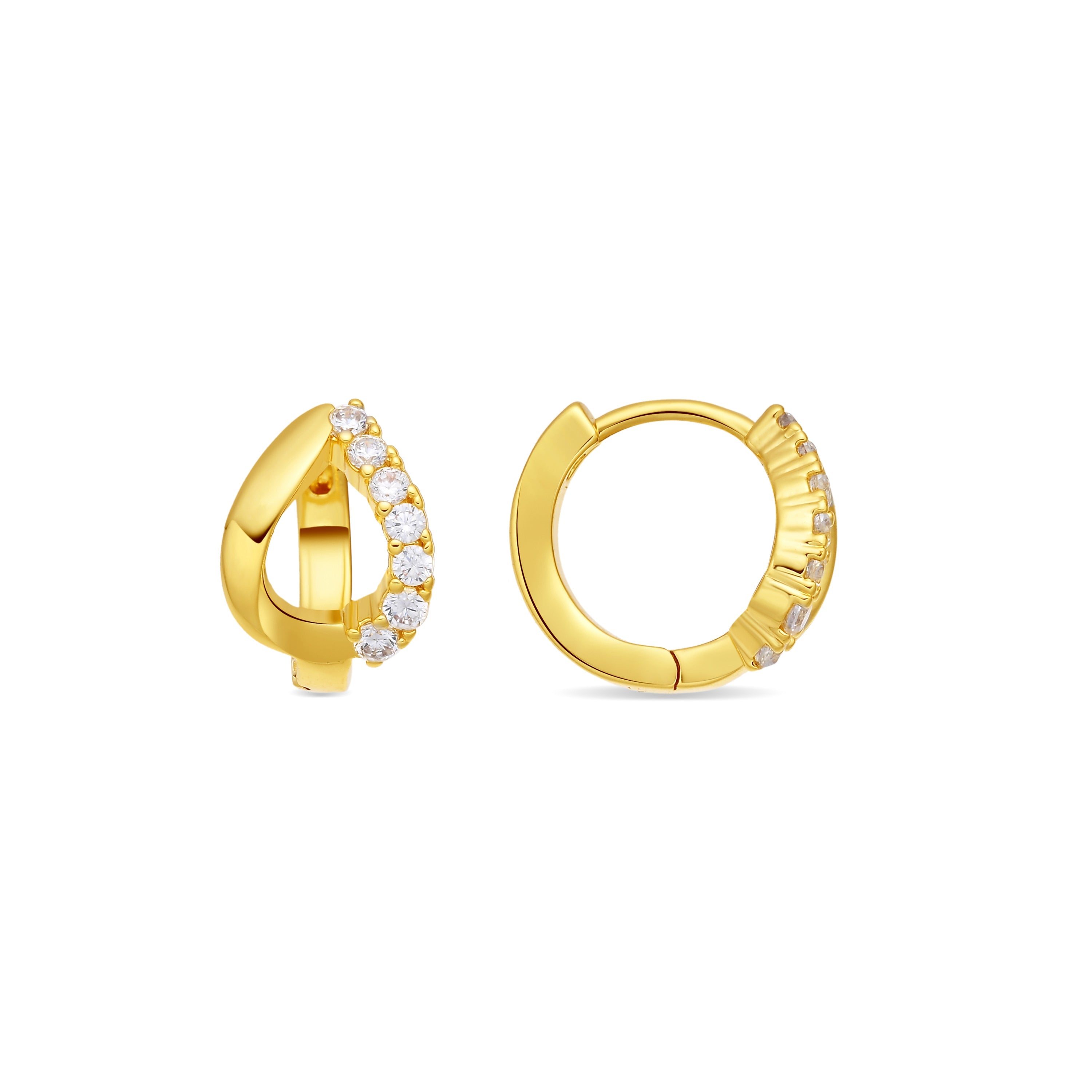 Sparkling Zirconia Earrings, 18k yellow gold plated - Miruc