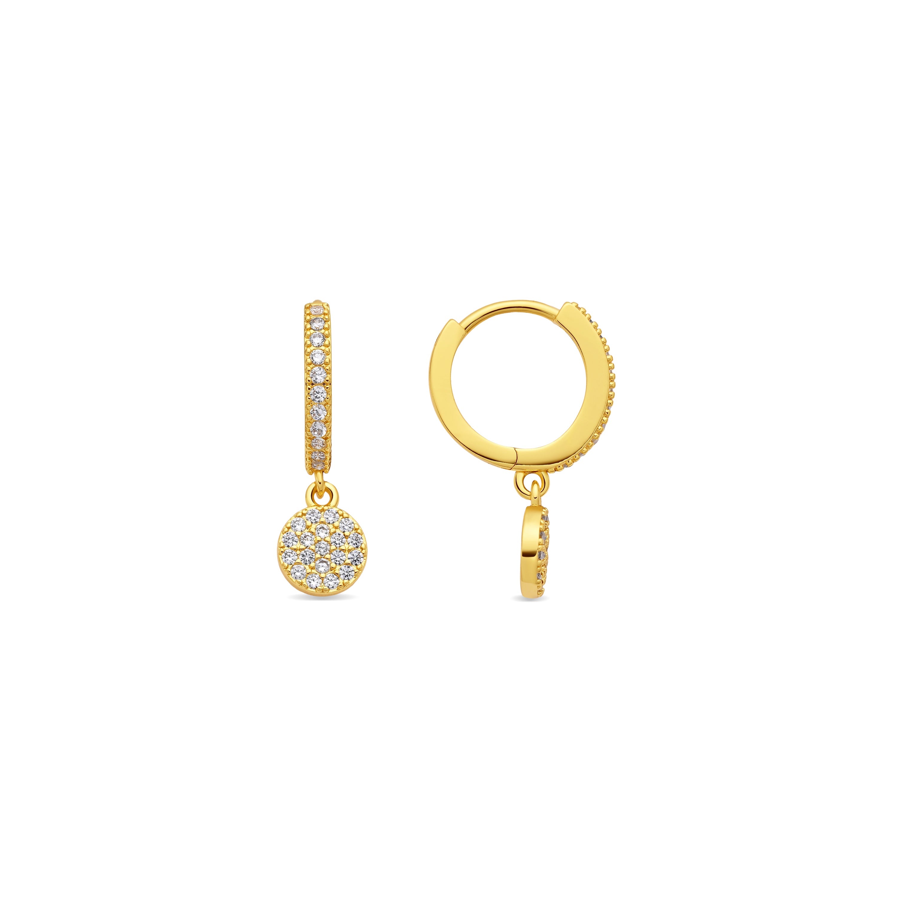 18k Yellow Gold Plated Brilliant Zirconia Earrings - Canuw