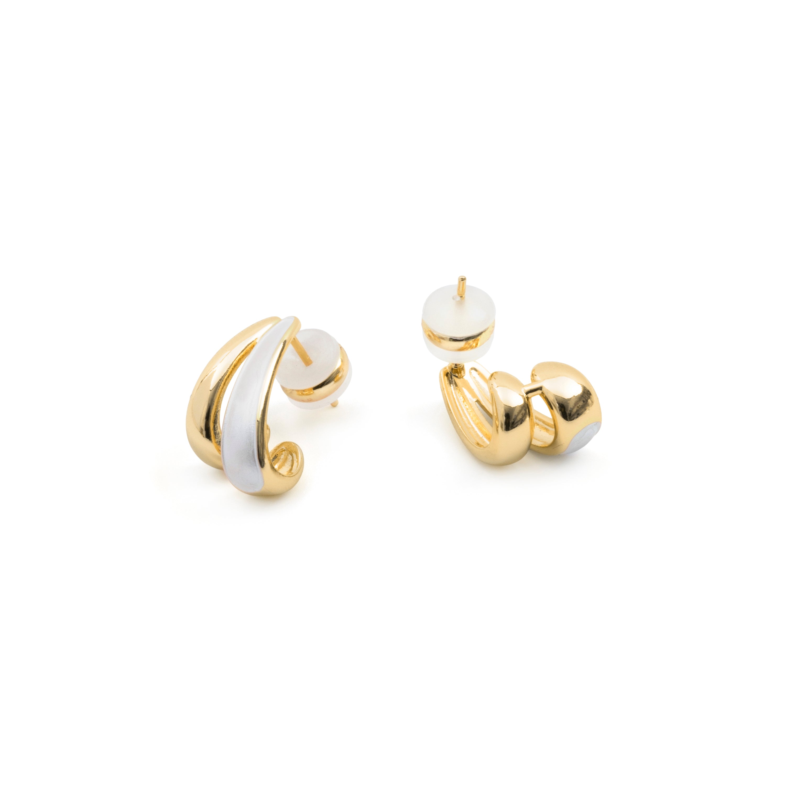 White Lacquer Earrings with 18k Yellow Gold Finish - Tae