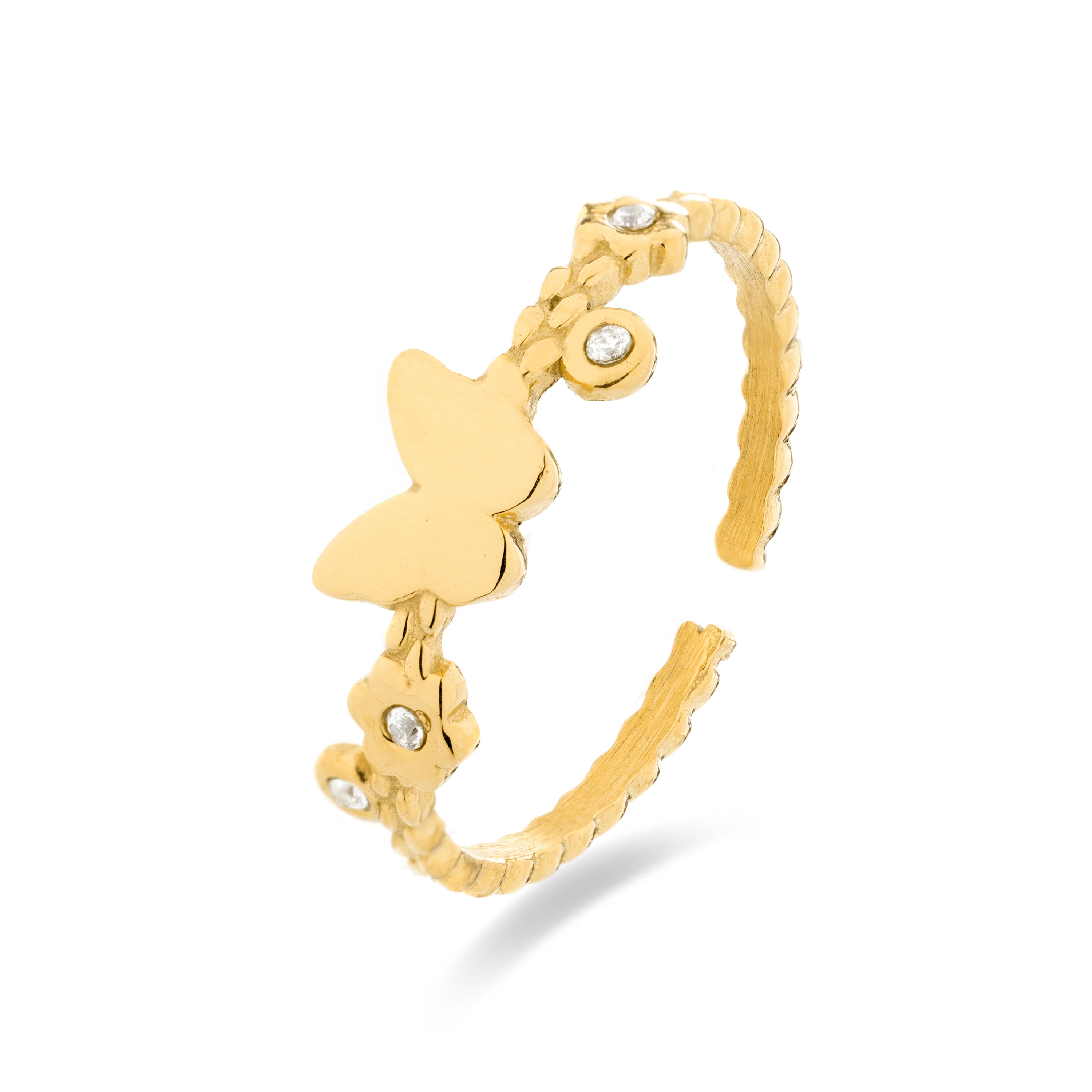 Brilliant Zirconia Ring finished in 18K yellow gold - Moki