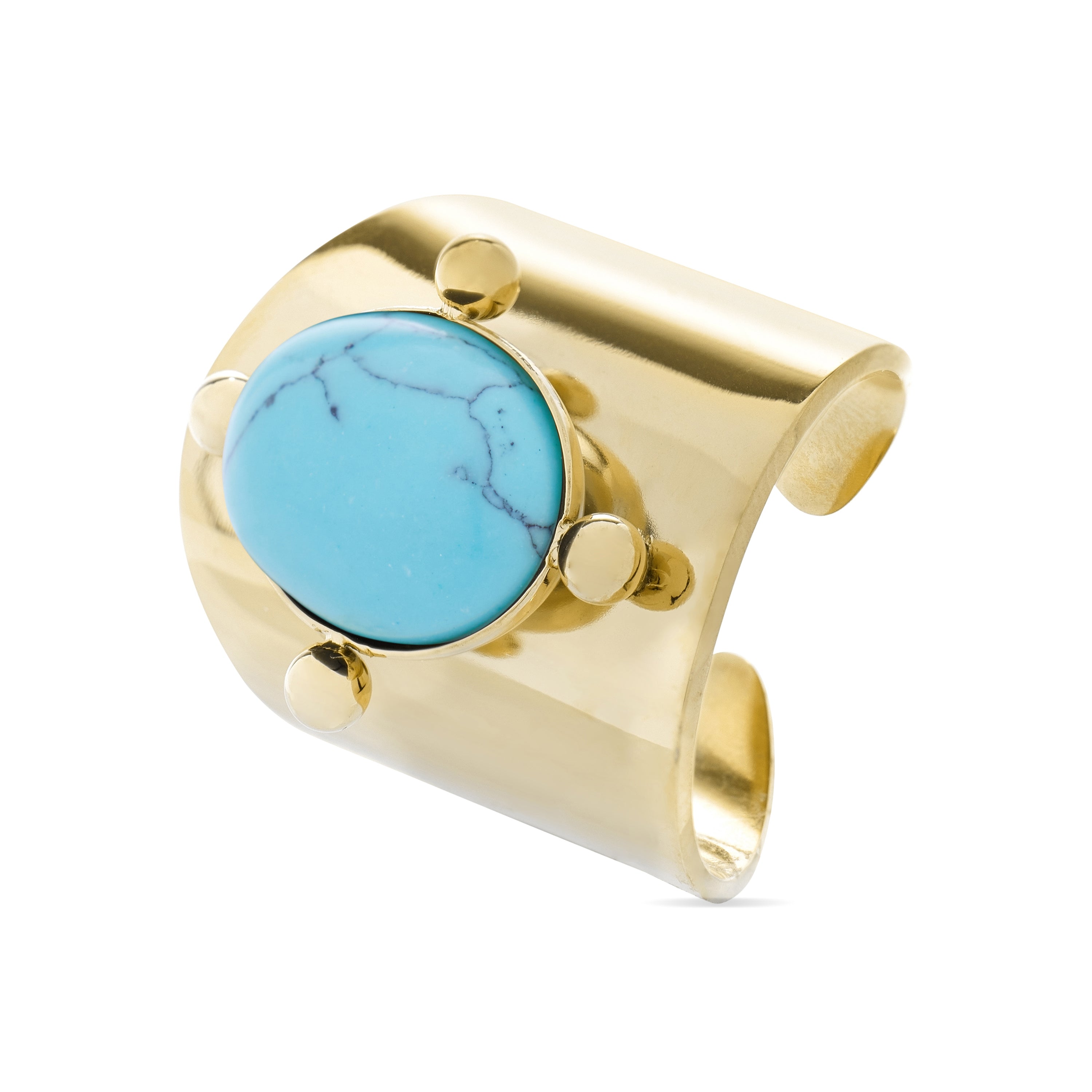 Turquoise ring finished in 18K yellow gold - Kumora