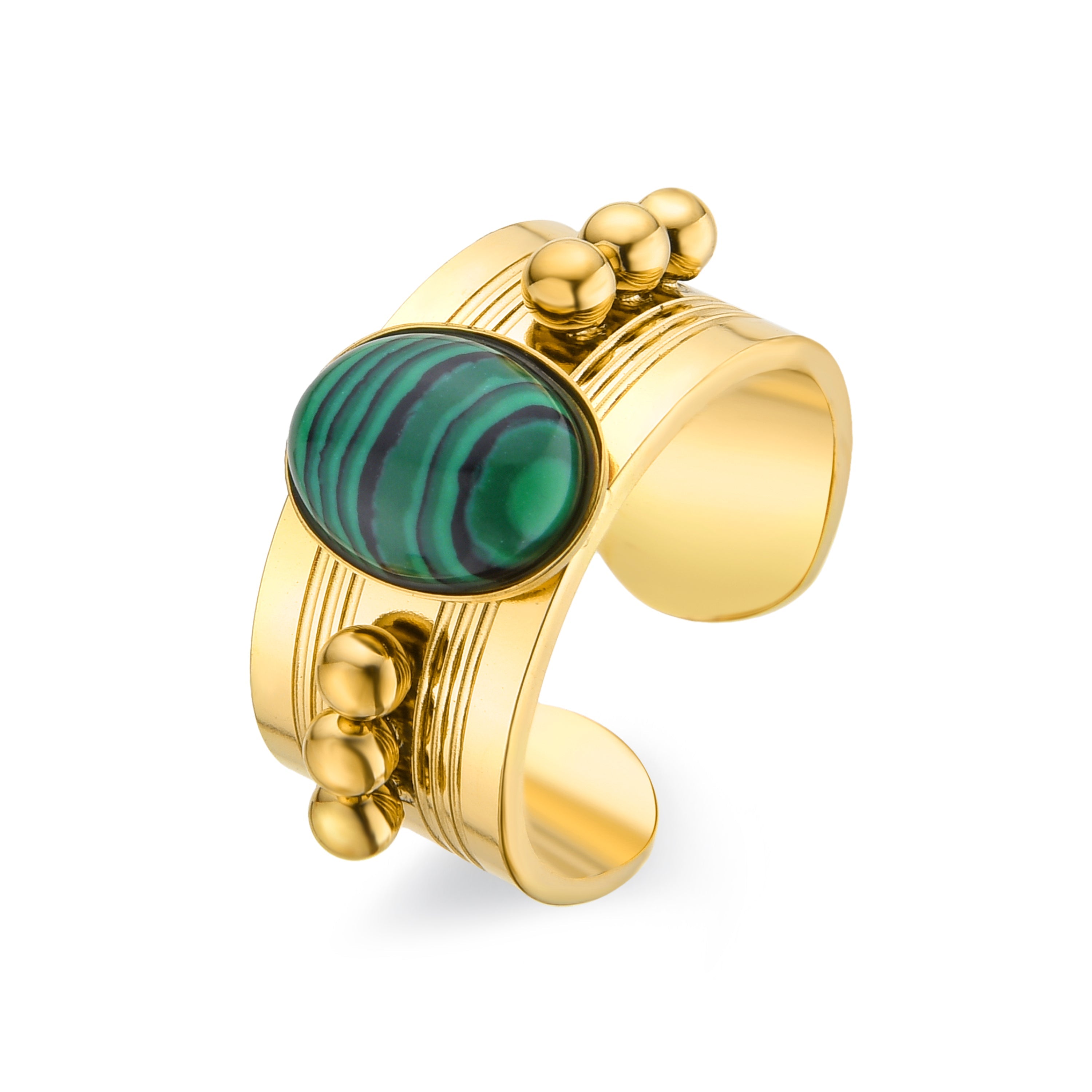 Malachite ring finished in 18K yellow gold - Dadao