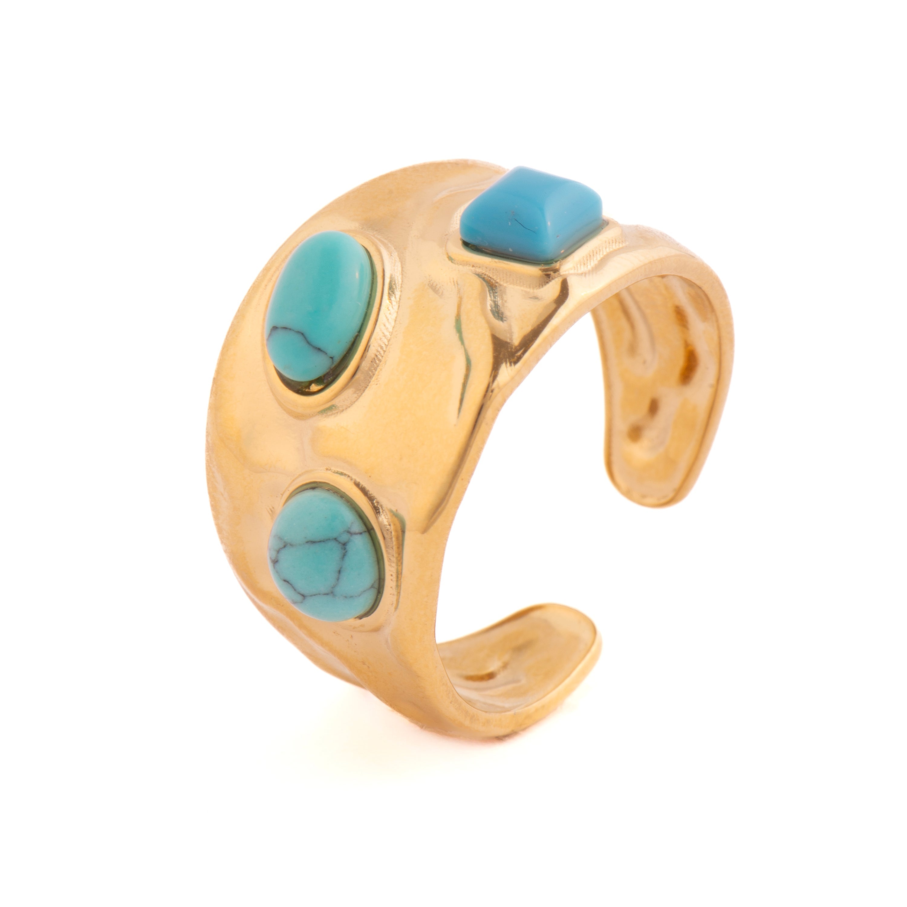 18k yellow gold and turquoise finished ring - Rekbas