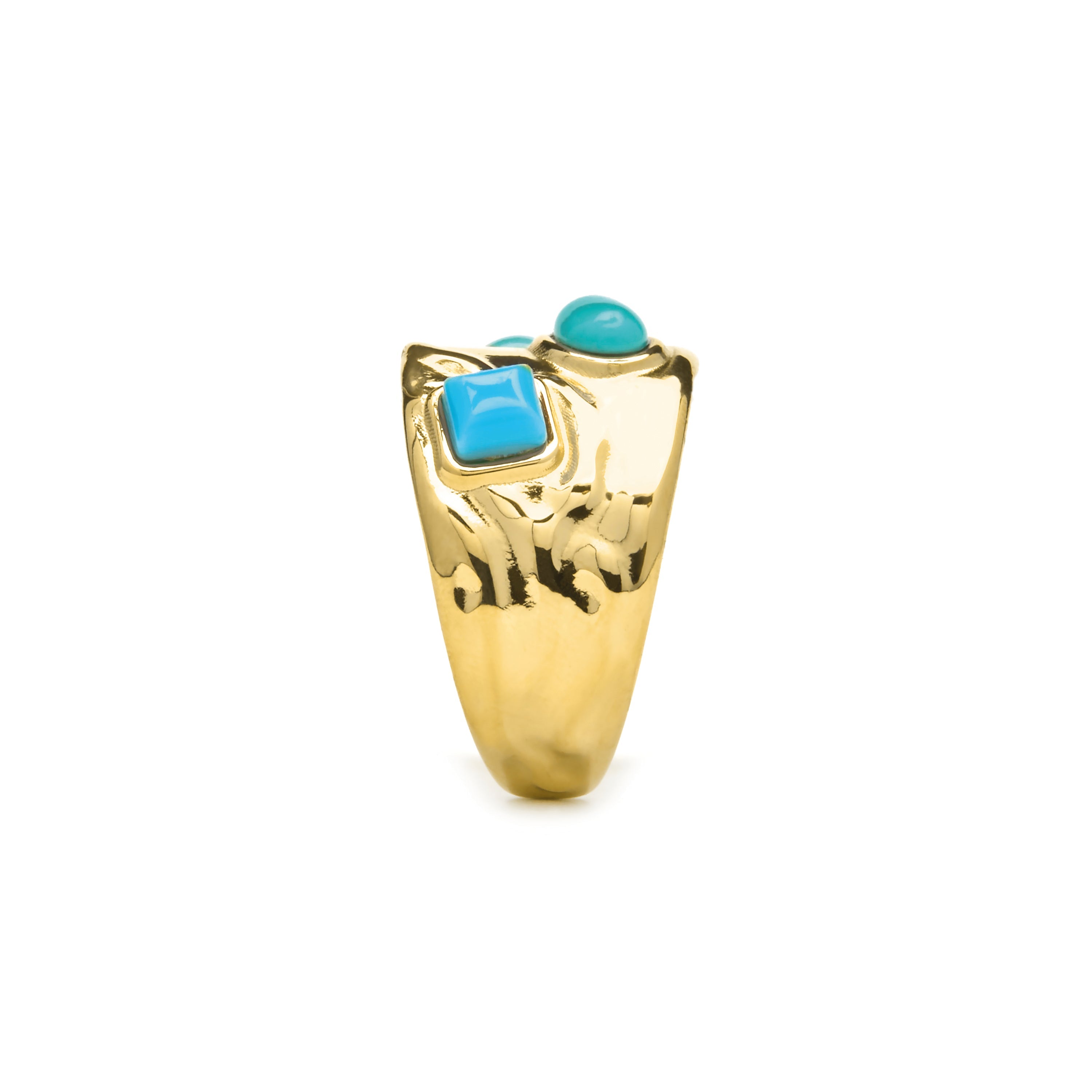 18k yellow gold and turquoise finished ring - Rekbas