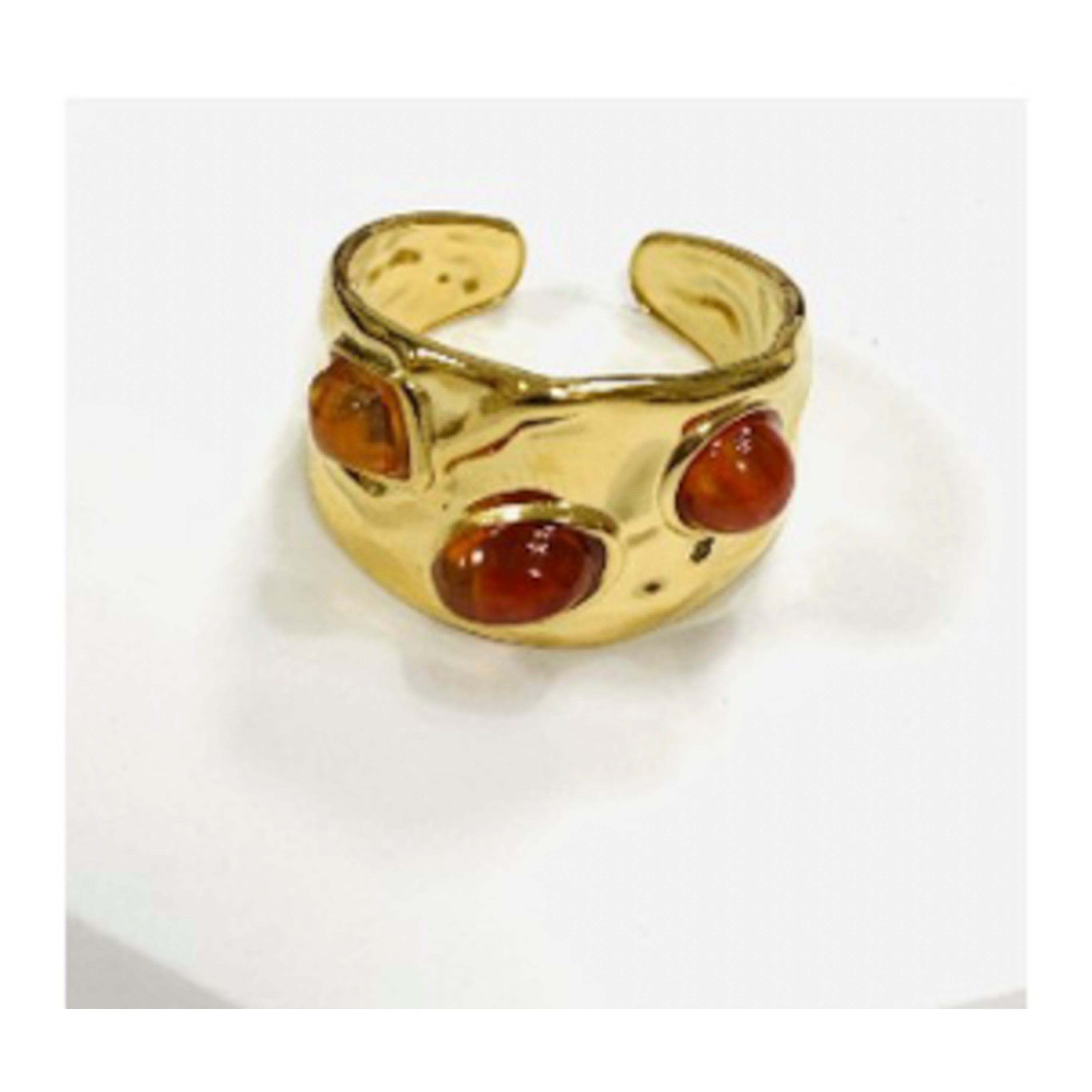 18k yellow gold and coral finish ring - Rekbas