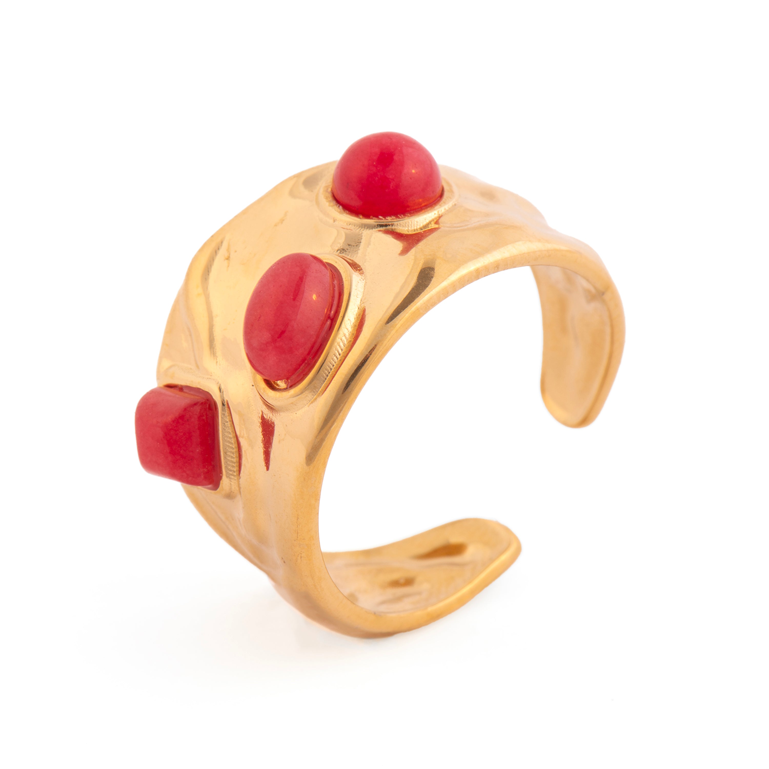 18k yellow gold and coral finish ring - Rekbas