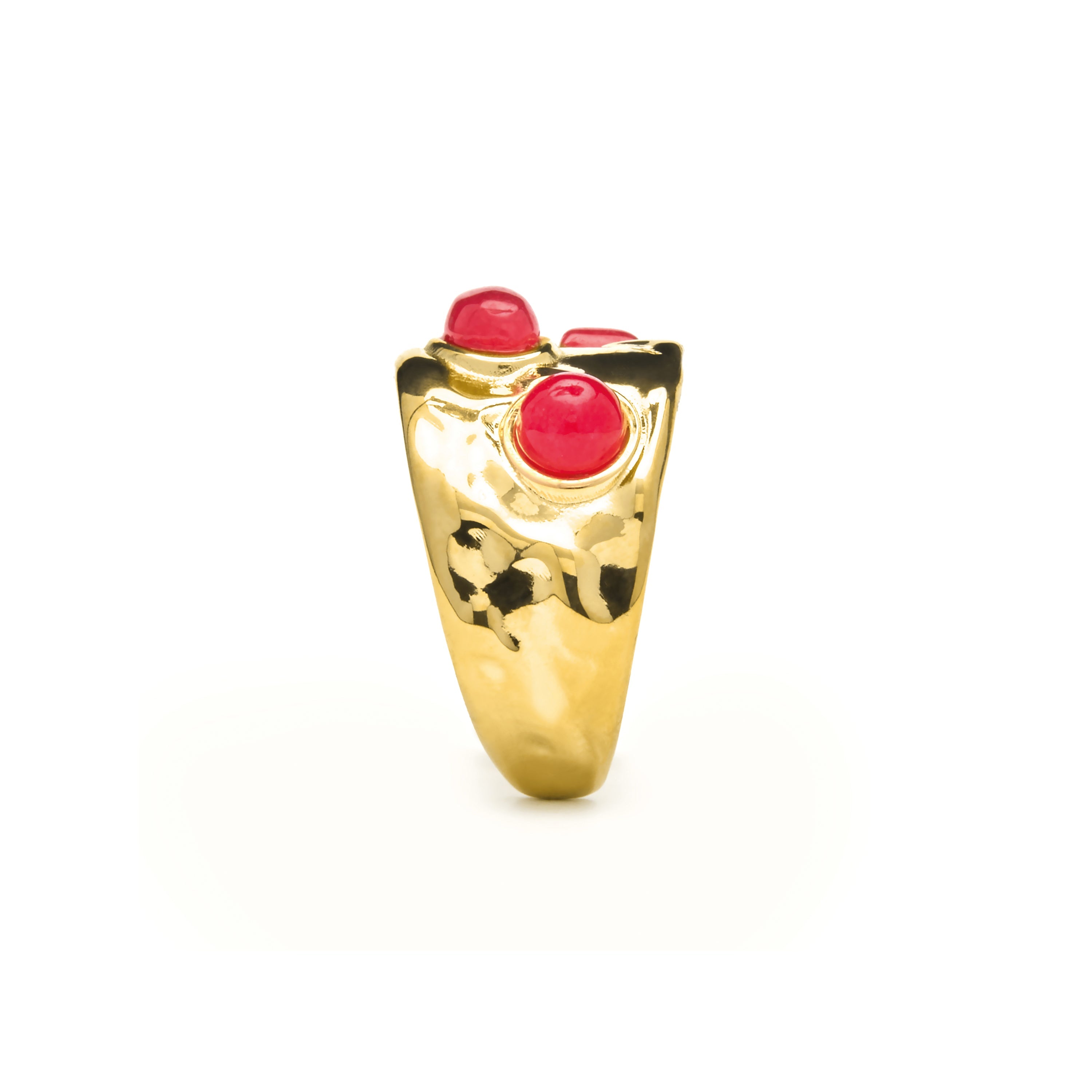 18k yellow gold and coral finish ring - Rekbas