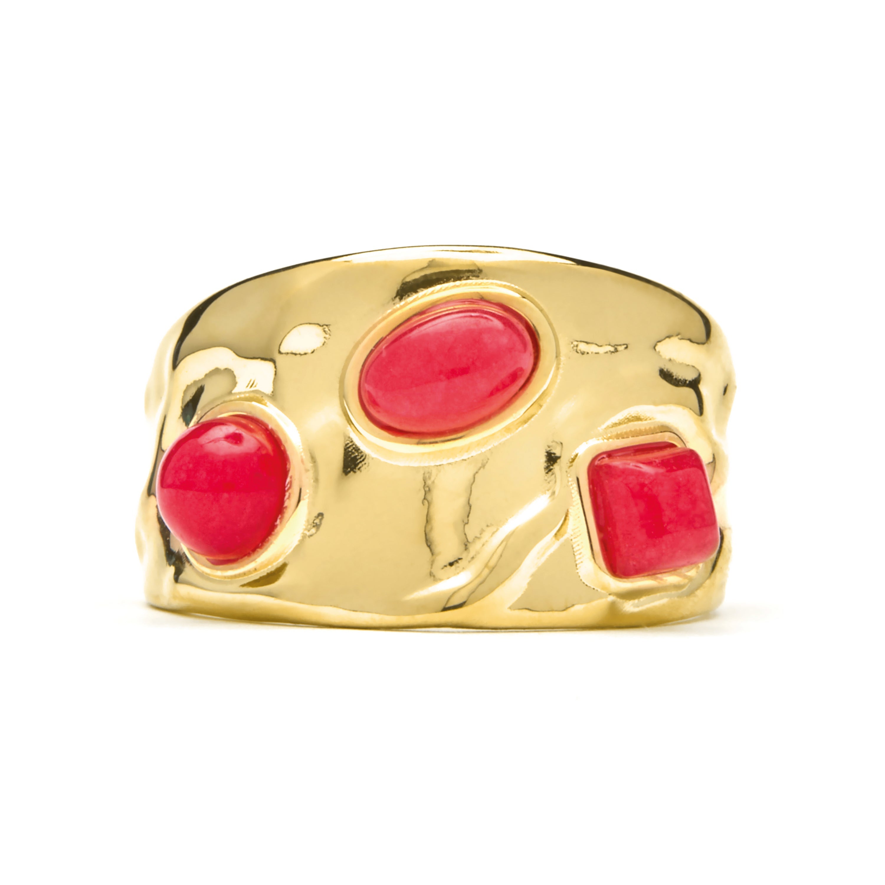 18k yellow gold and coral finish ring - Rekbas