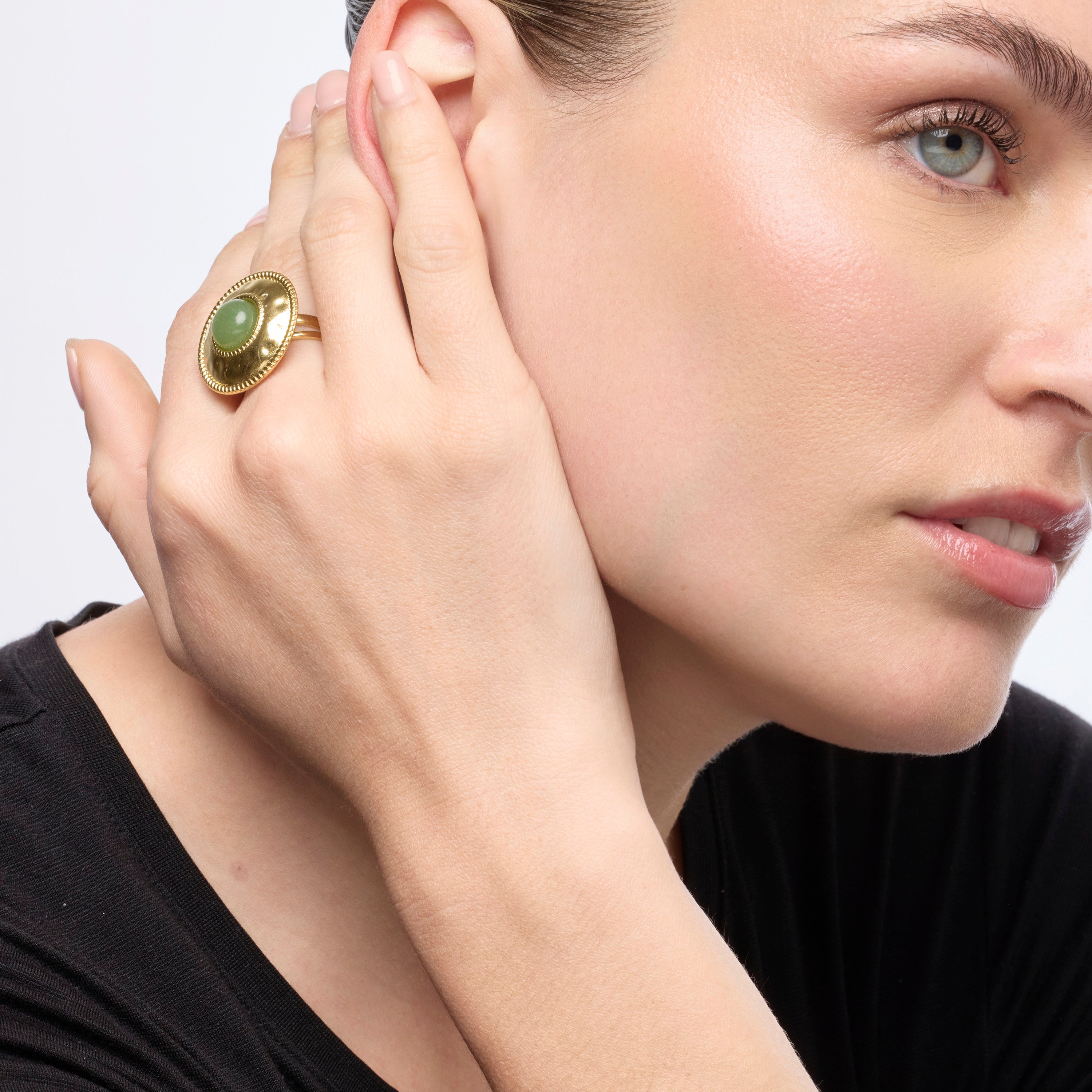 18k yellow gold and turquoise finished ring - Tezo