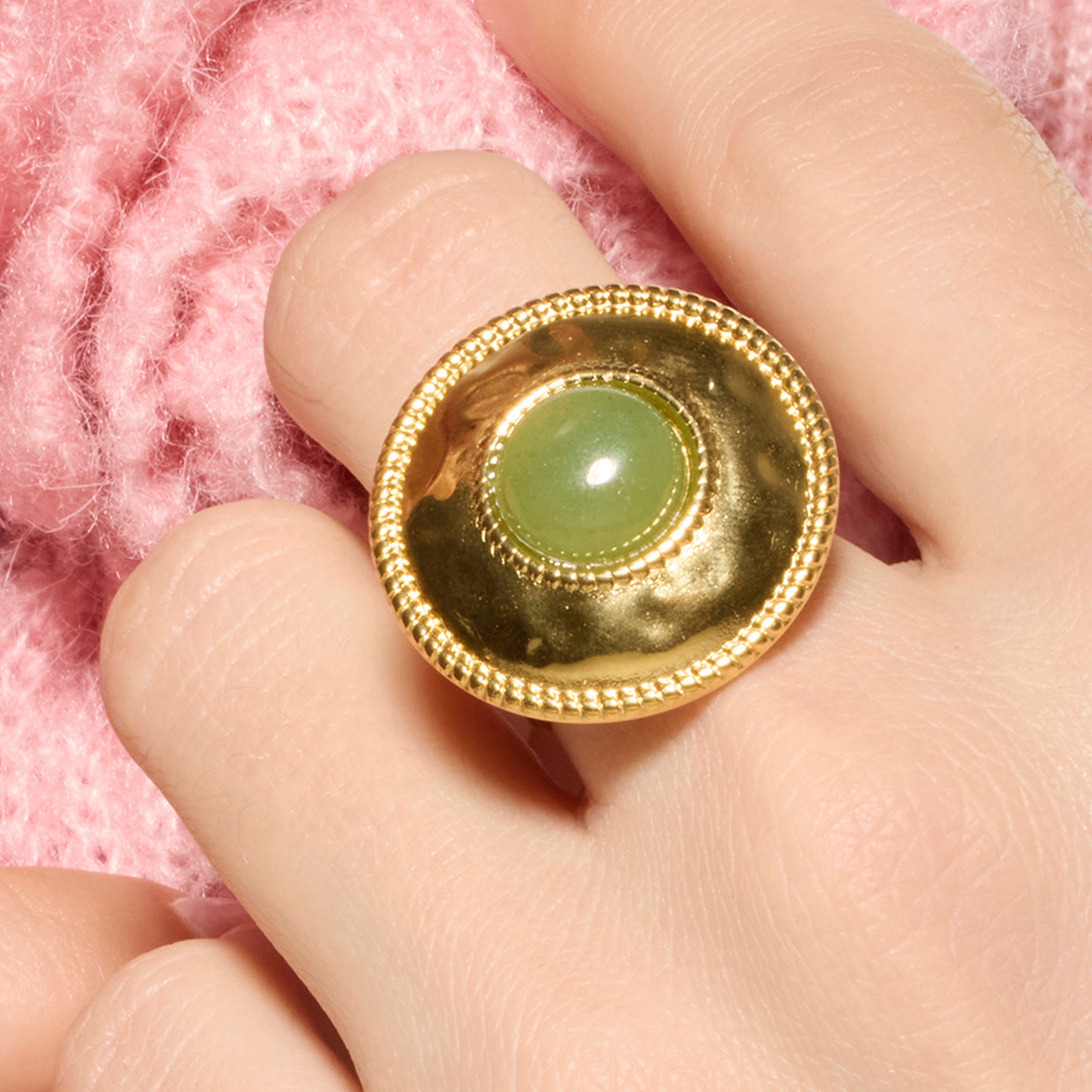 18k yellow gold and turquoise finished ring - Tezo