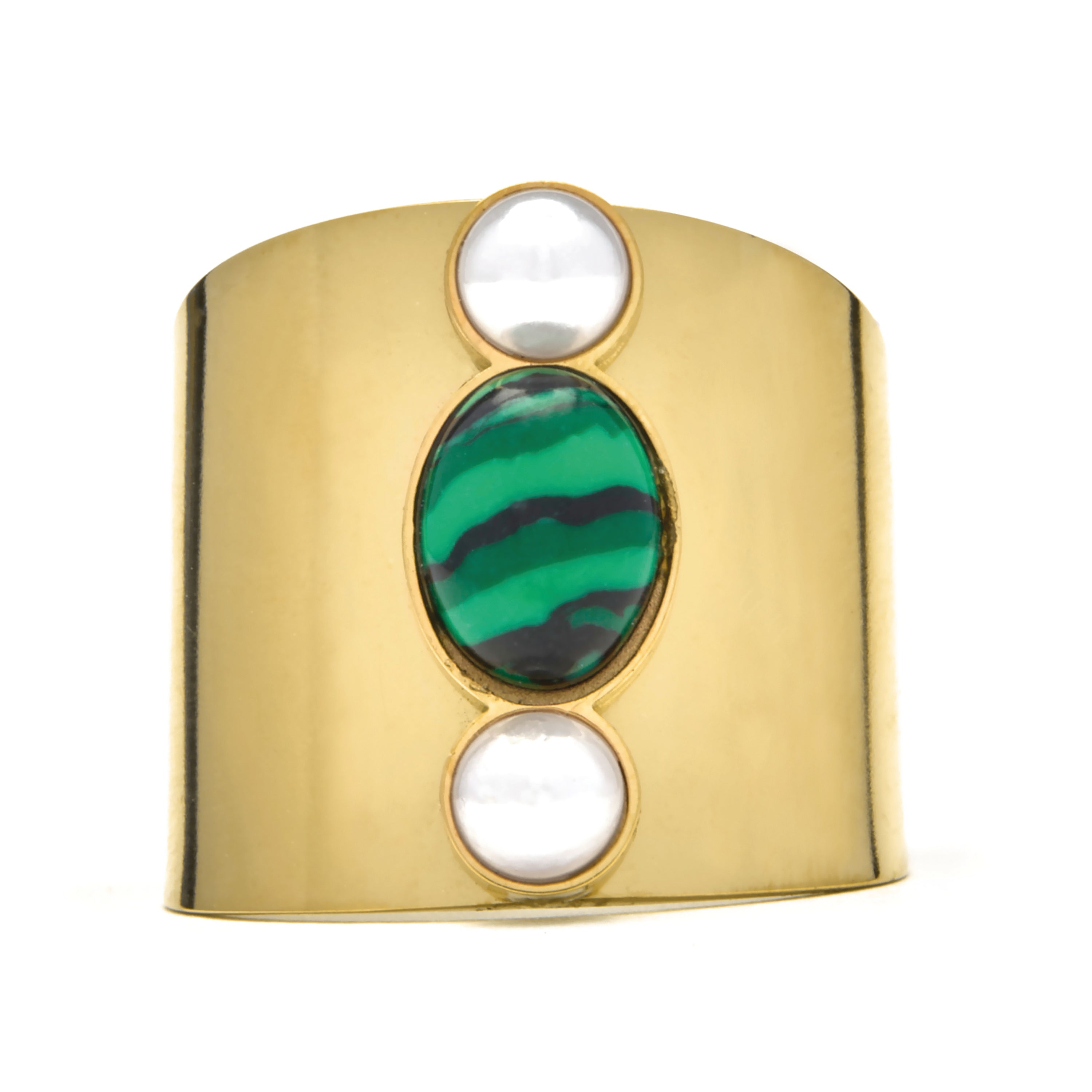18k yellow gold and malachite finish ring - Kiak