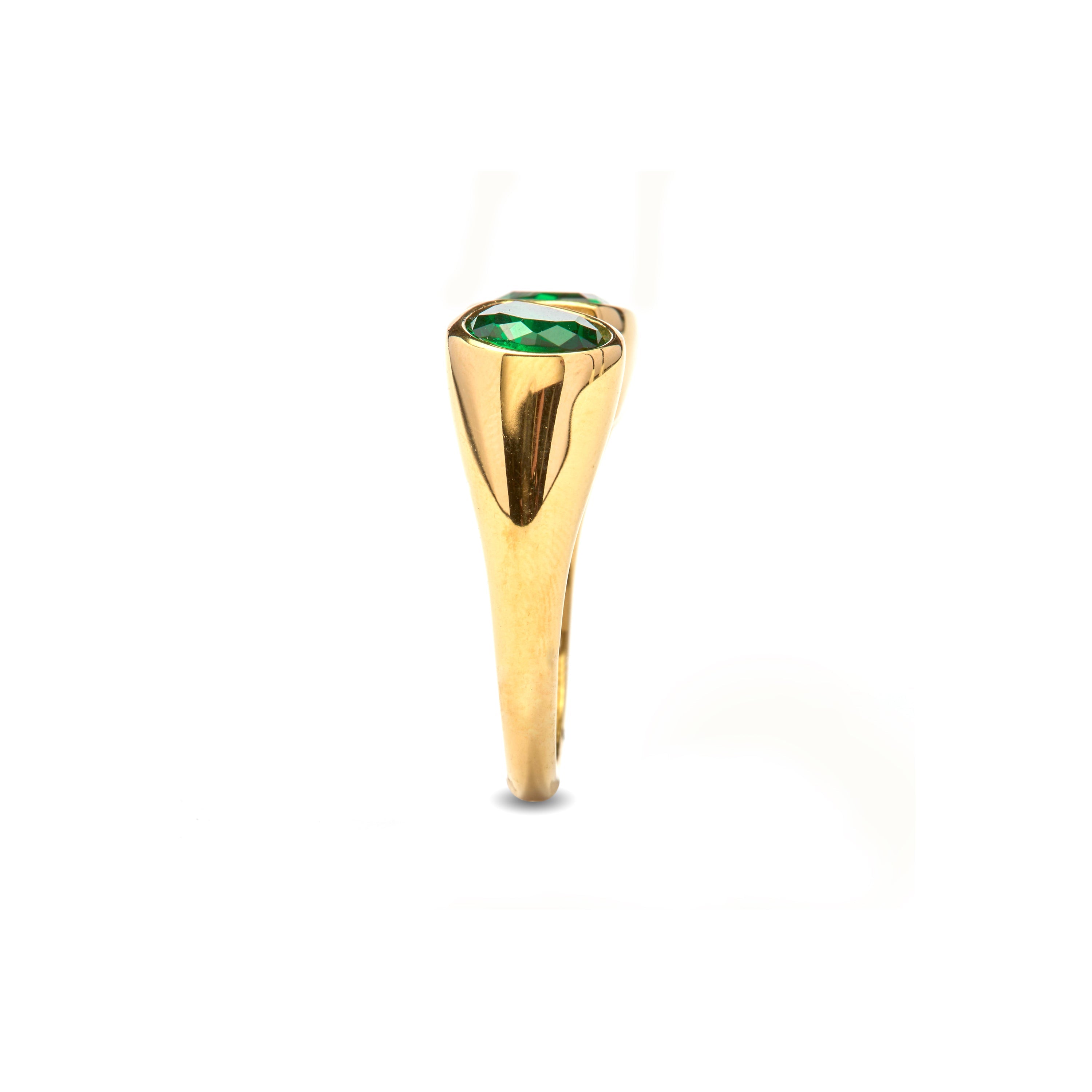 Anillo acabado oro amarillo de 18k y Cuarzo Hidrotermal Verde Paraiba - Riel