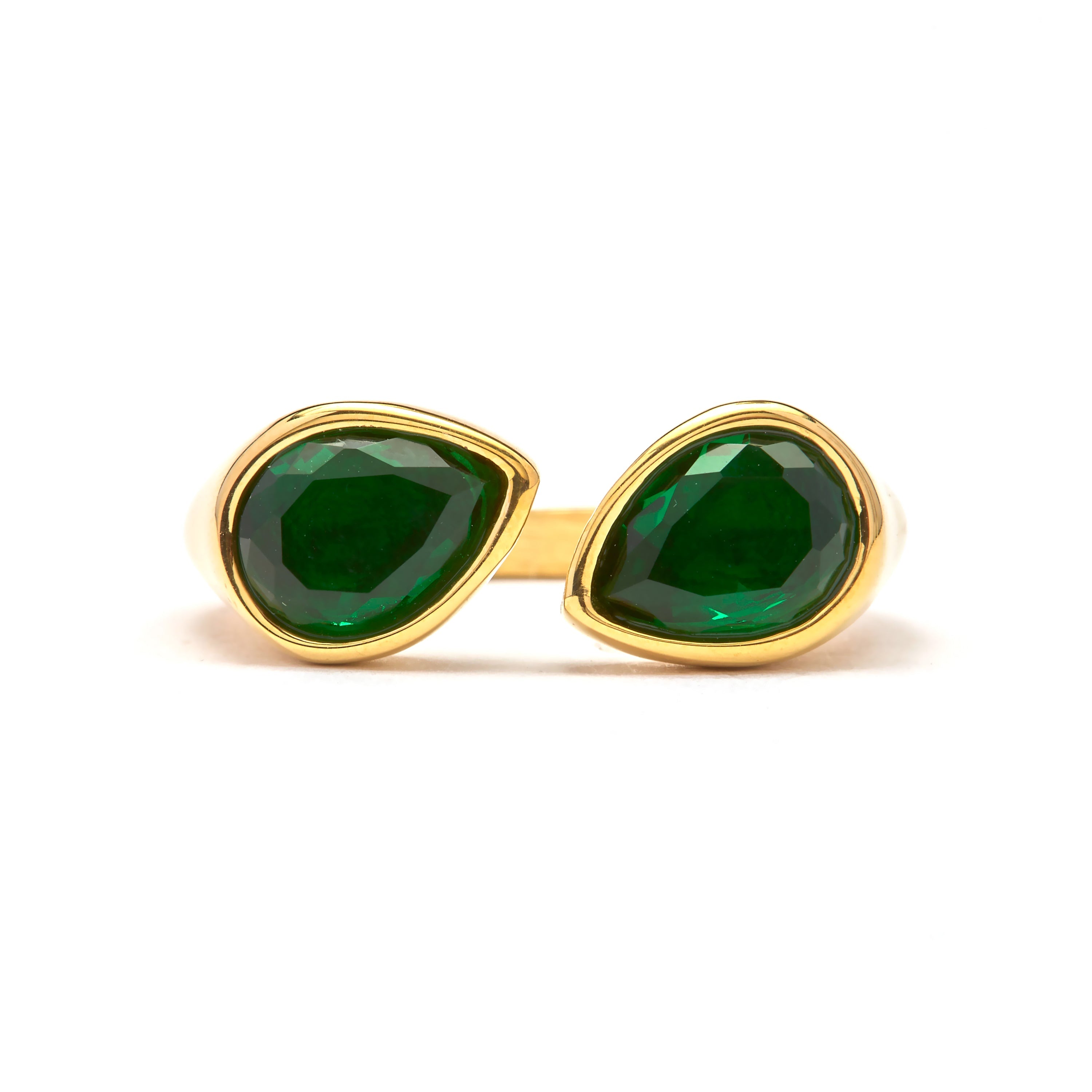 Anillo acabado oro amarillo de 18k y Cuarzo Hidrotermal Verde Paraiba - Riel