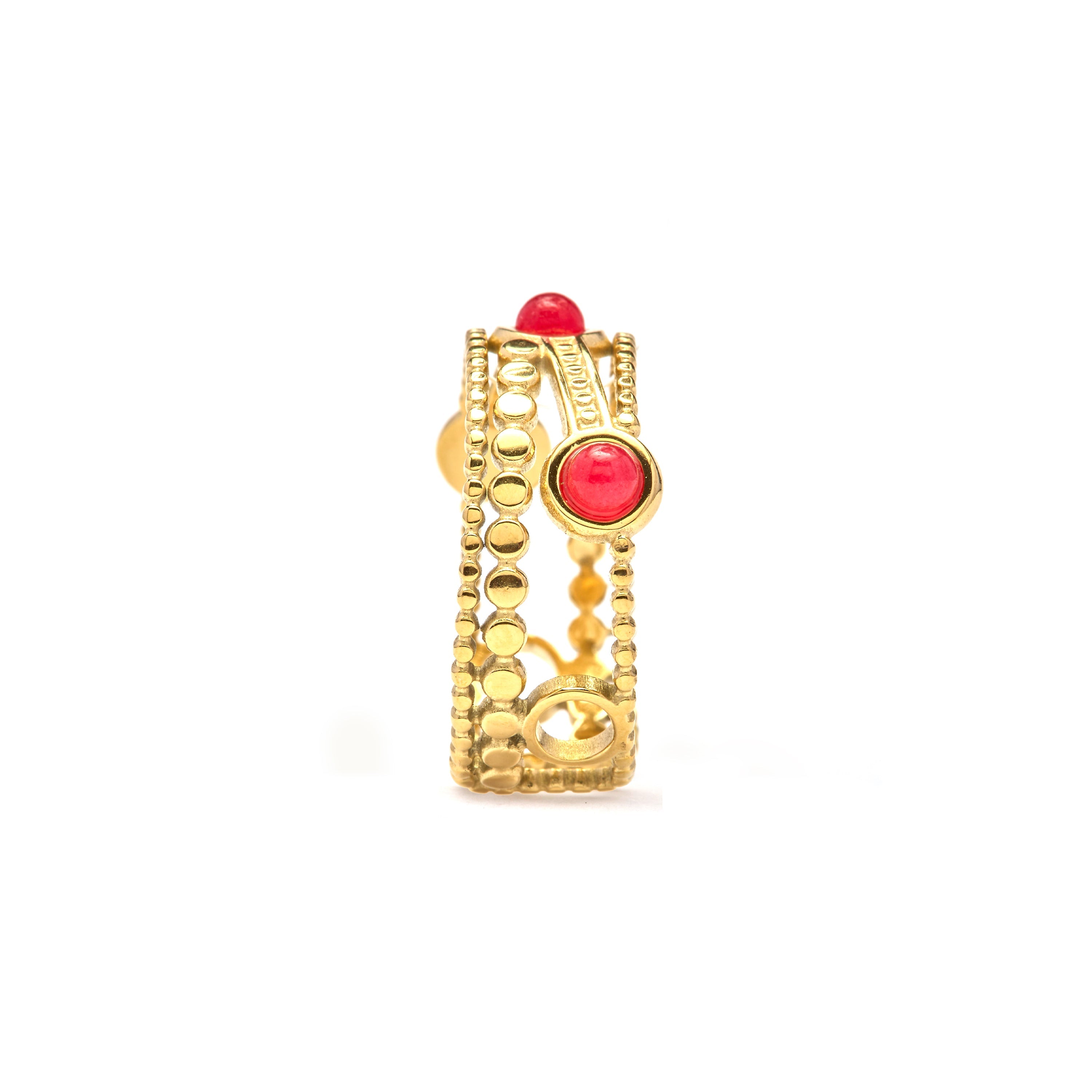 18k yellow gold and red crystal finish ring - Fatin