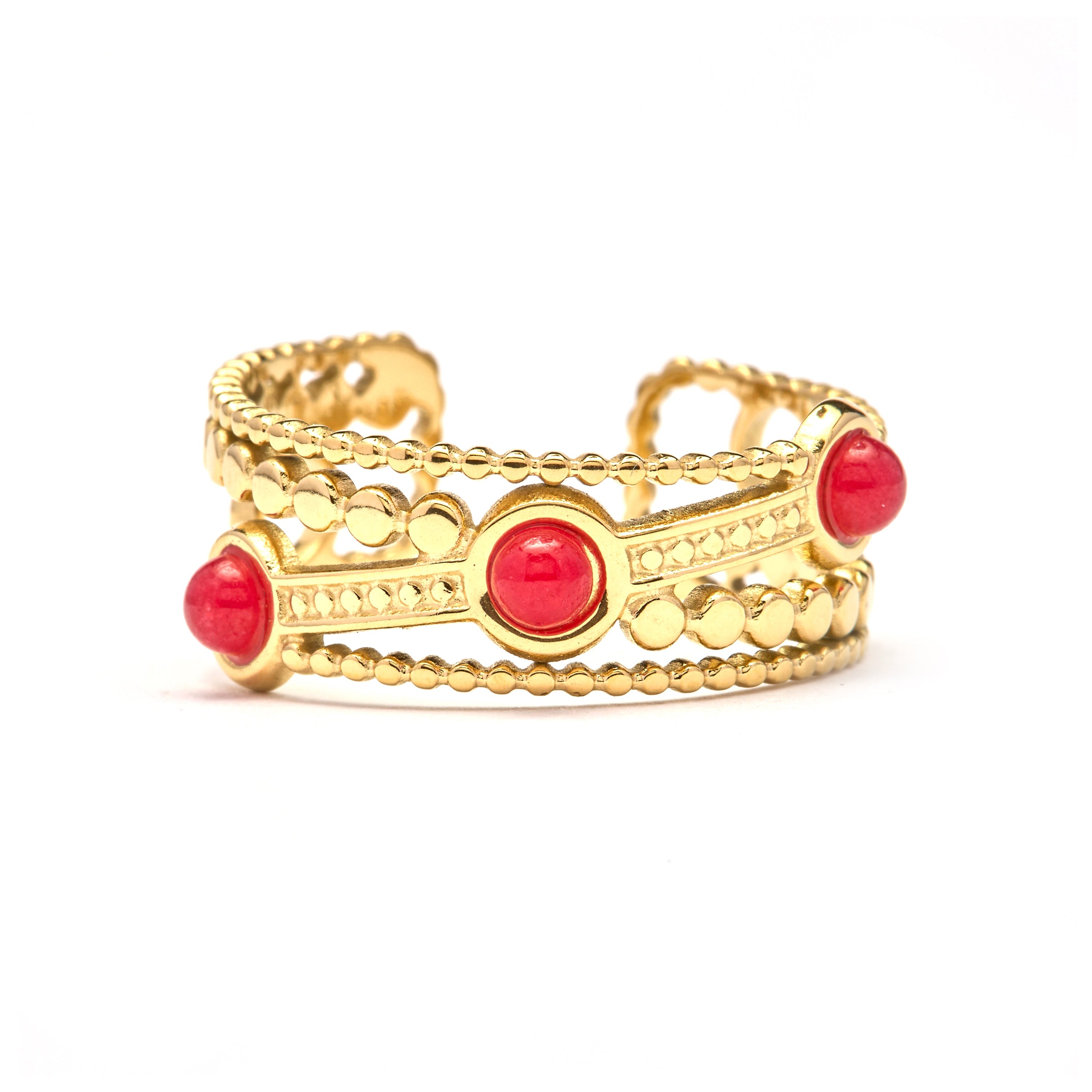 18k yellow gold and red crystal finish ring - Fatin