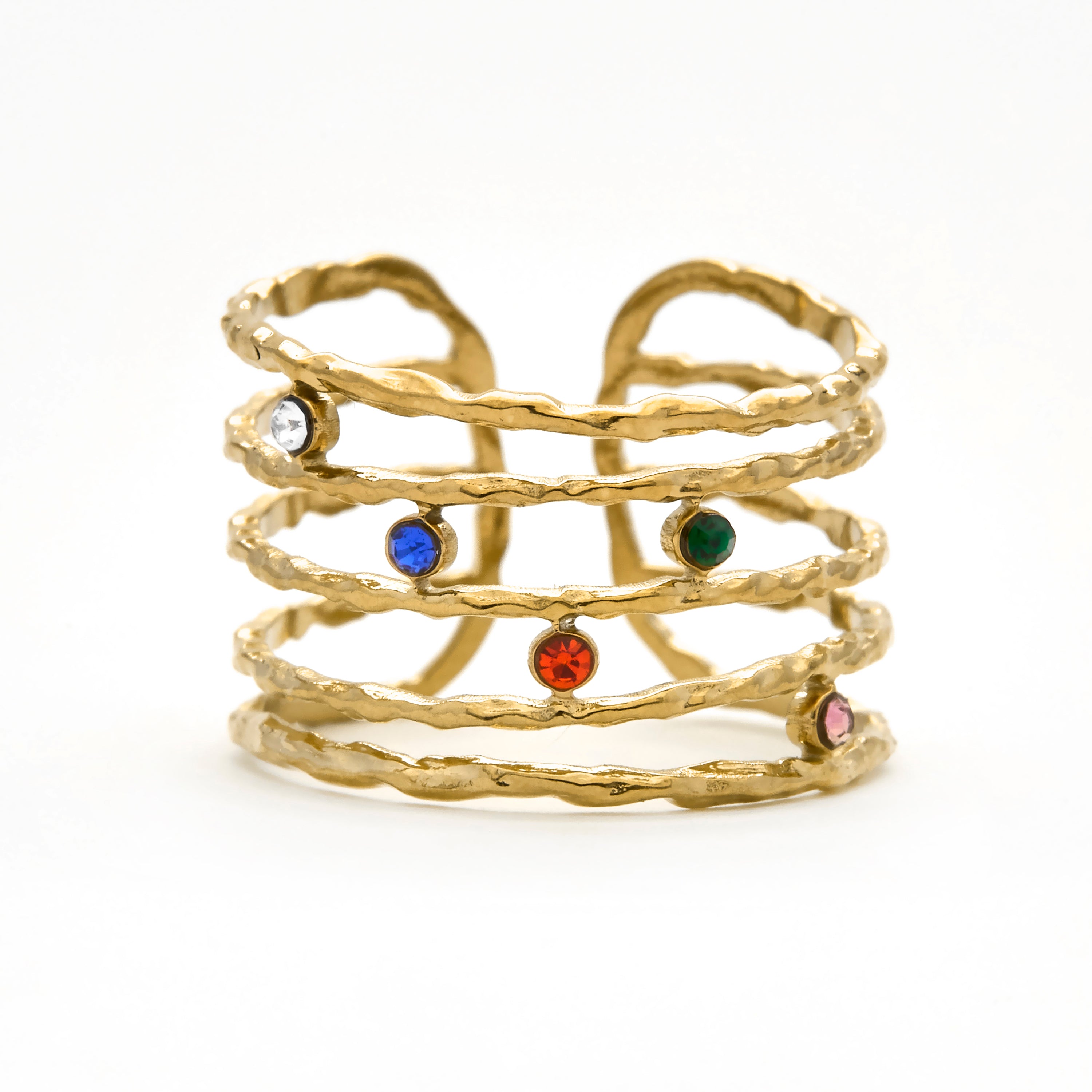 18k Yellow Gold Finish Multicolor Zircon Ring - Copply