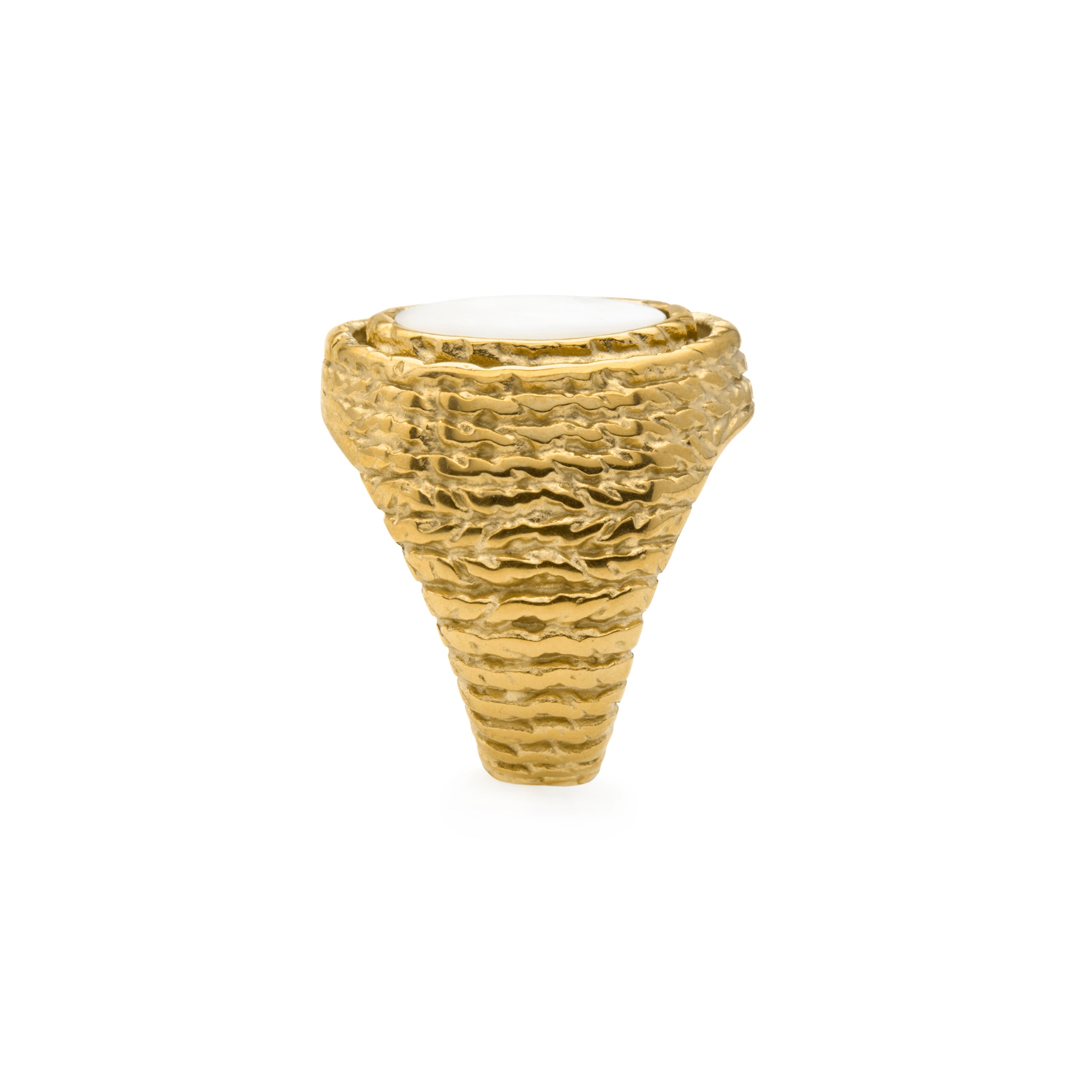 White Mother of Pearl Ring finished in 18k yellow gold - Mysdan