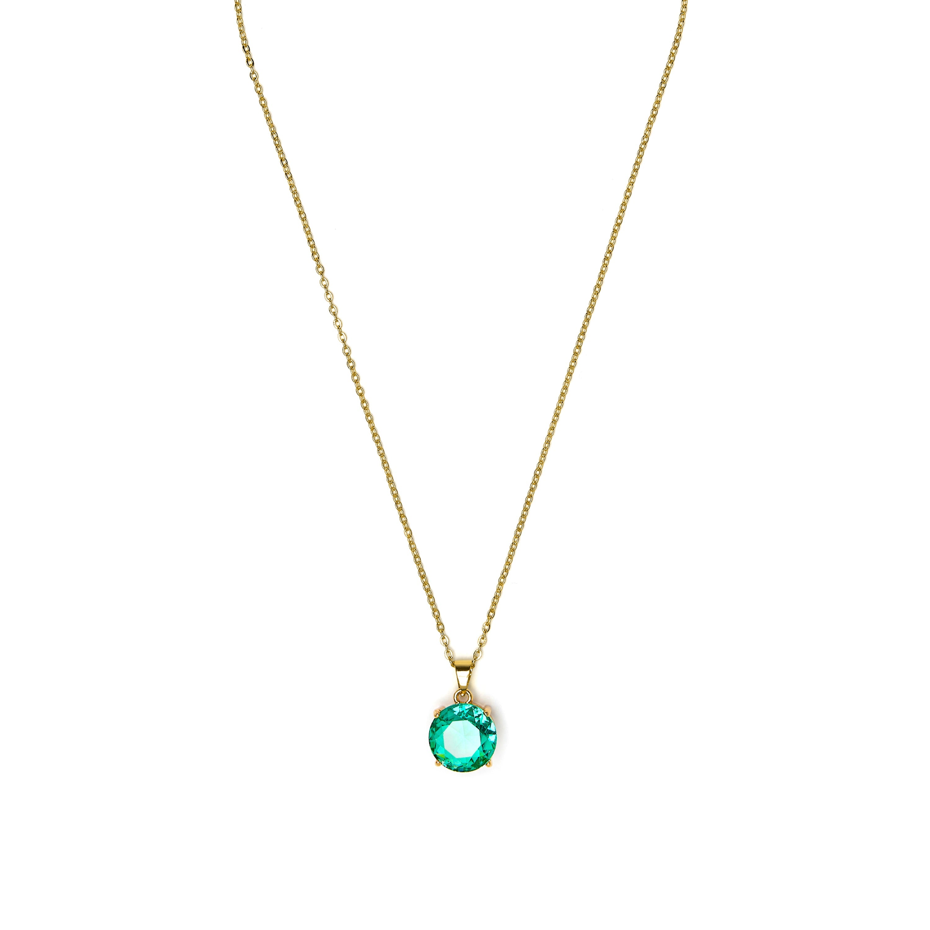 Paraiba Green Hydrothermal Quartz Necklace with 18k Yellow Gold Finish - Amkru