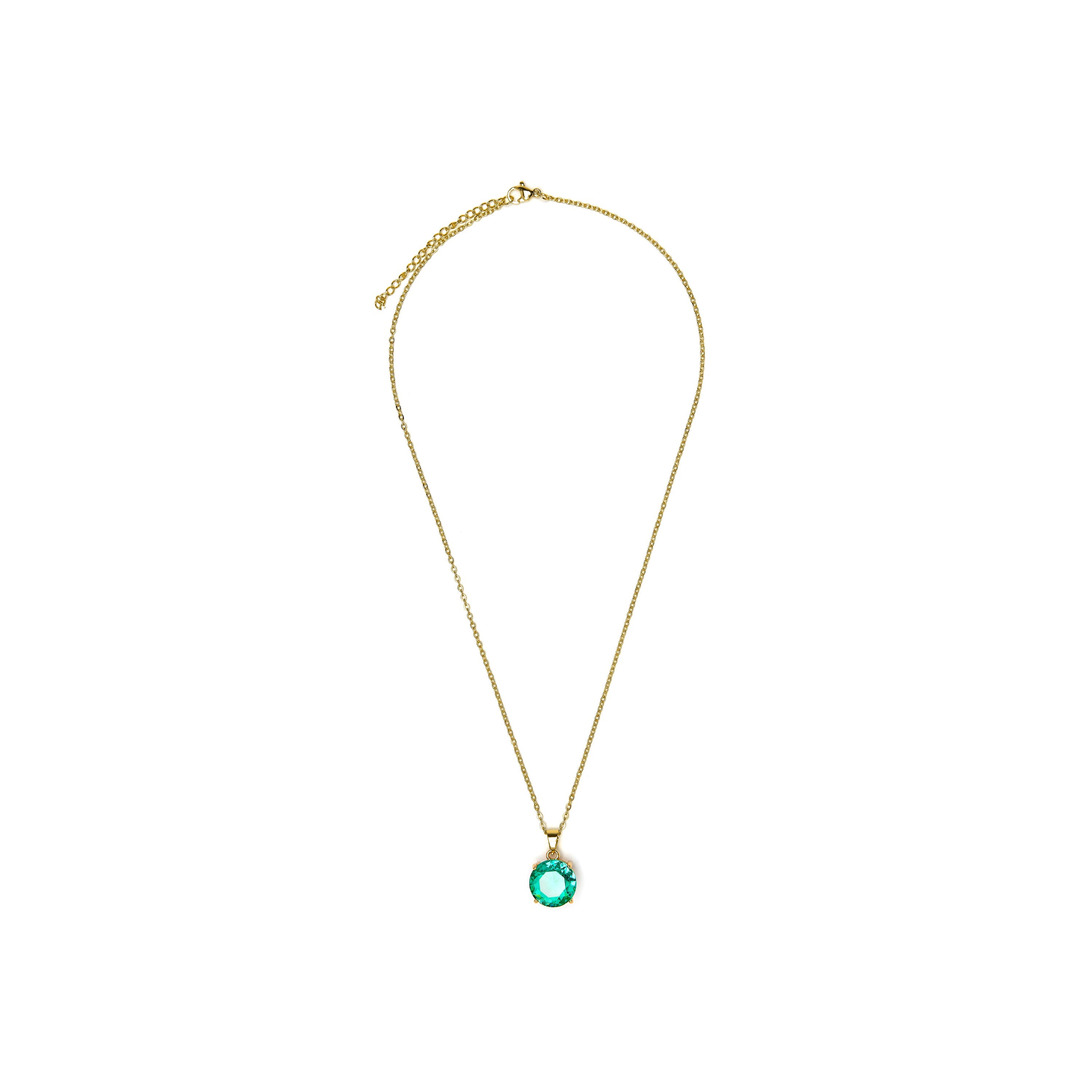 Paraiba Green Hydrothermal Quartz Necklace with 18k Yellow Gold Finish - Amkru