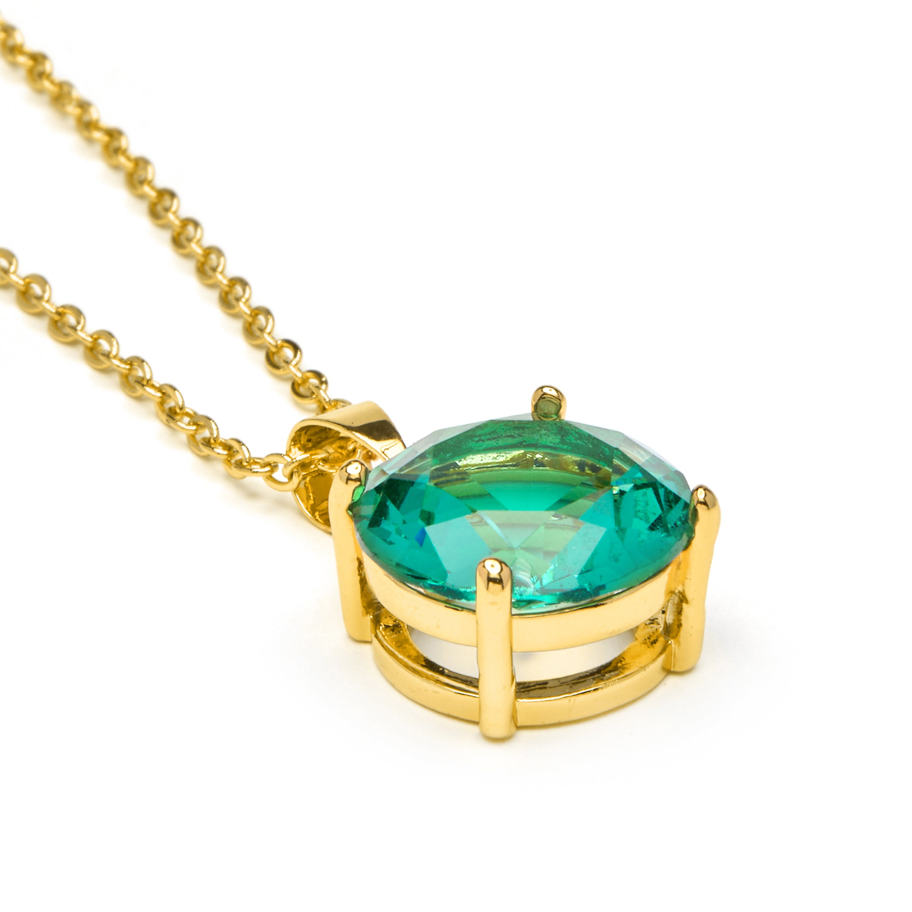 Paraiba Green Hydrothermal Quartz Necklace with 18k Yellow Gold Finish - Amkru