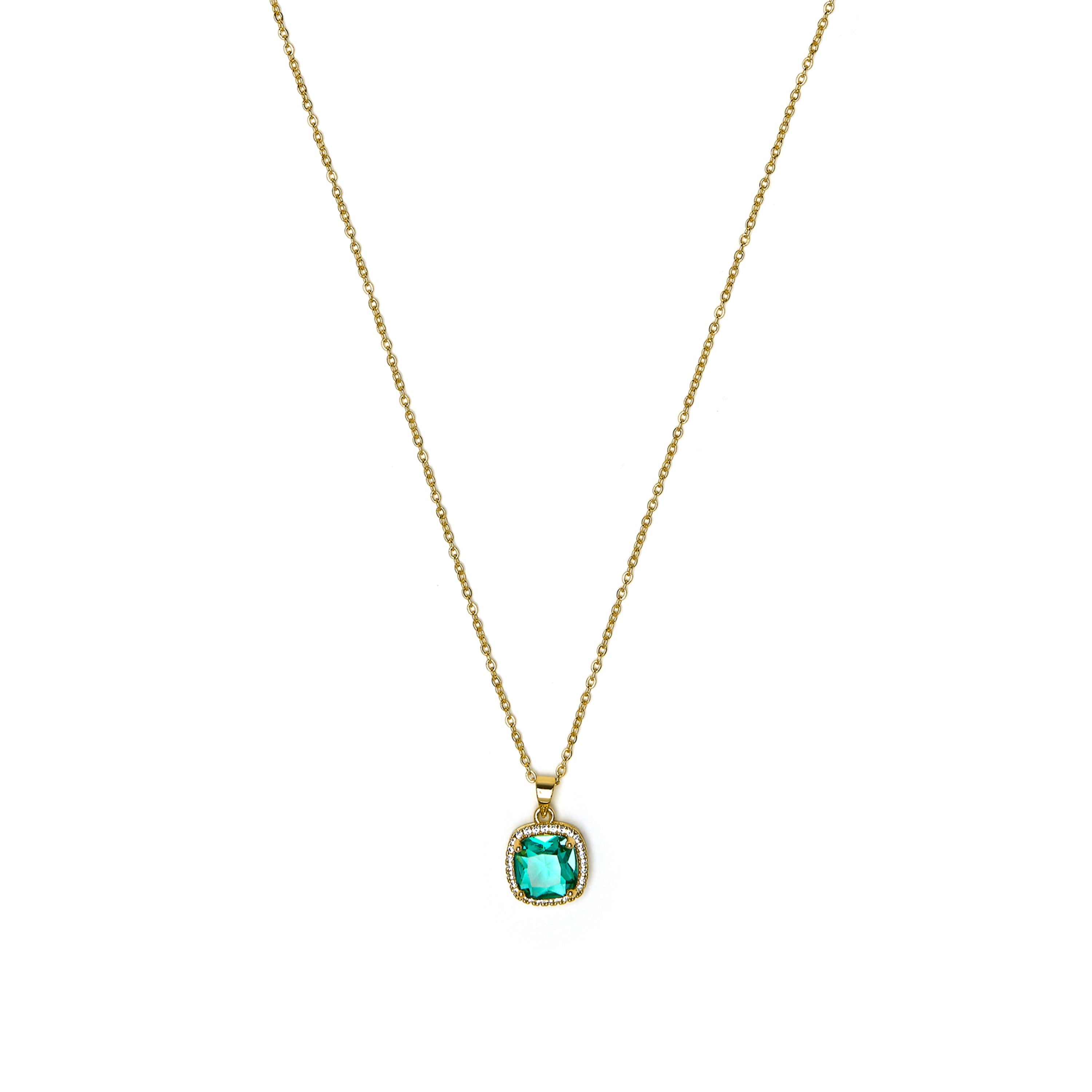 Paraiba Green Hydrothermal Quartz Necklace with 18k Yellow Gold Finish - Kada