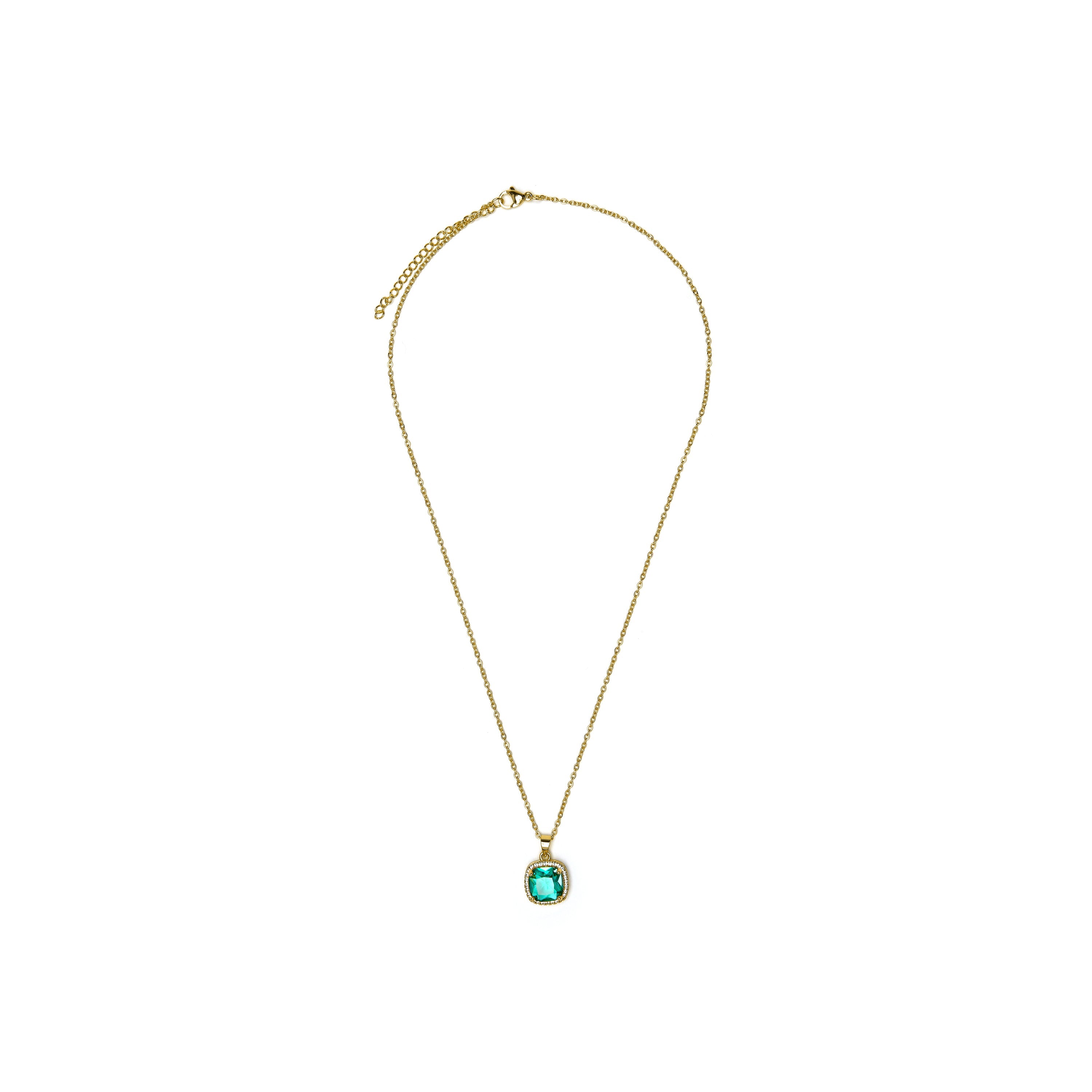 Paraiba Green Hydrothermal Quartz Necklace with 18k Yellow Gold Finish - Kada