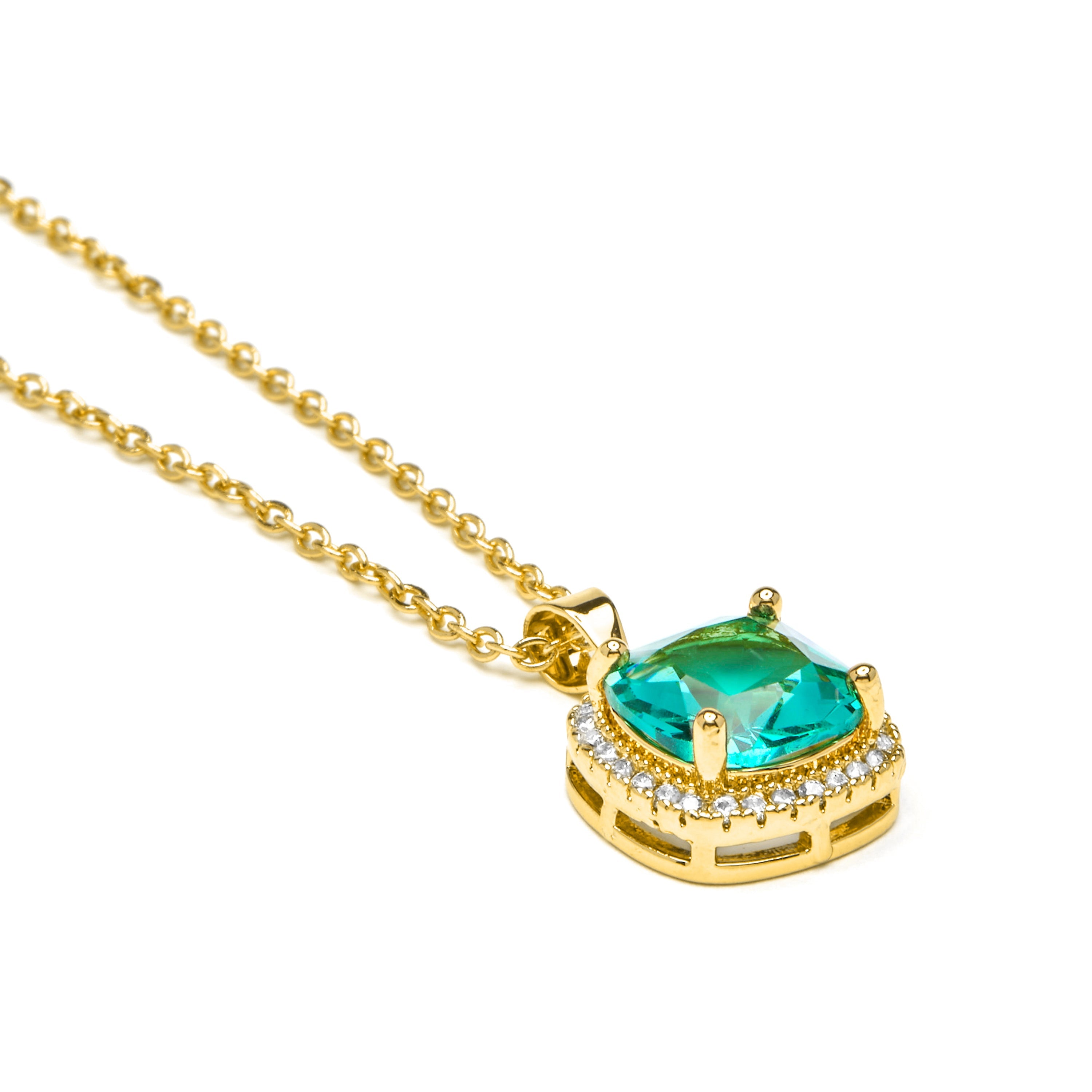 Paraiba Green Hydrothermal Quartz Necklace with 18k Yellow Gold Finish - Kada