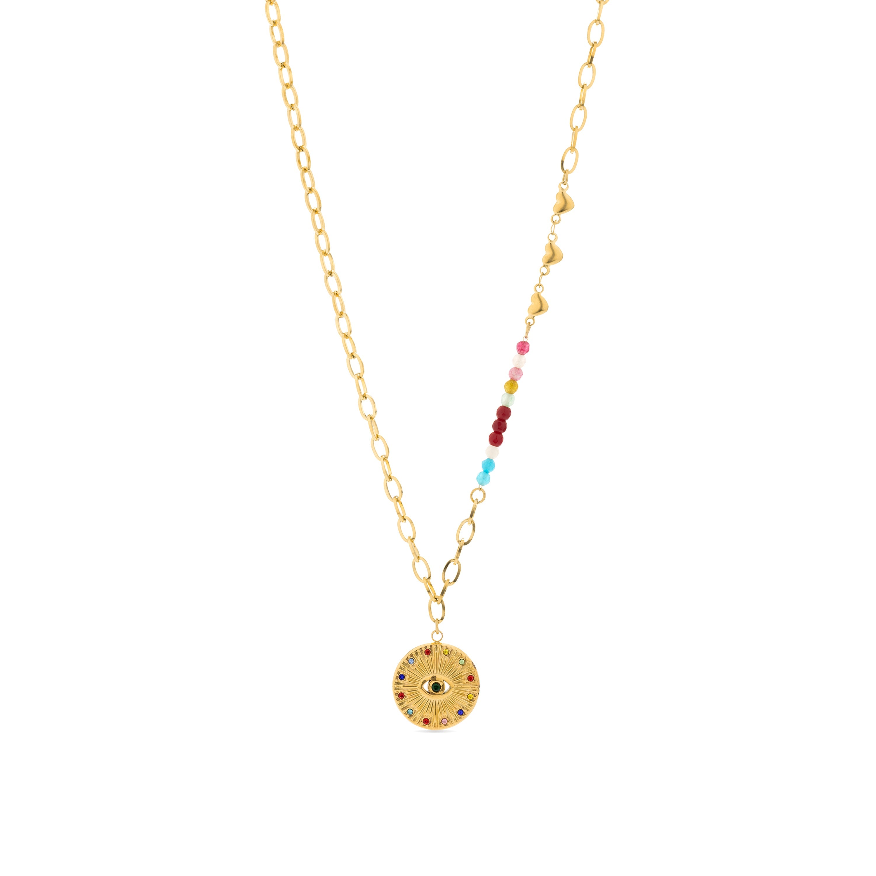 Collar de Cristal Multicolor acabado en oro amarillo 18K- Targey