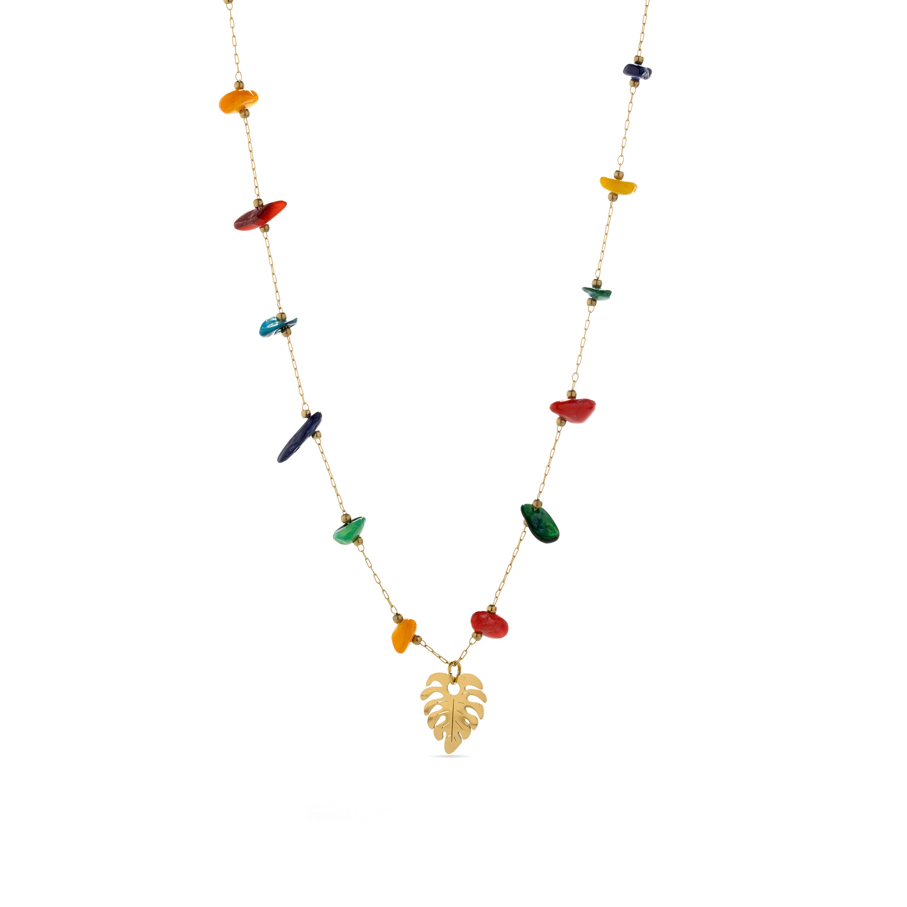 Multicolor Zirconia Necklace finished in 18K yellow gold - Ilonda