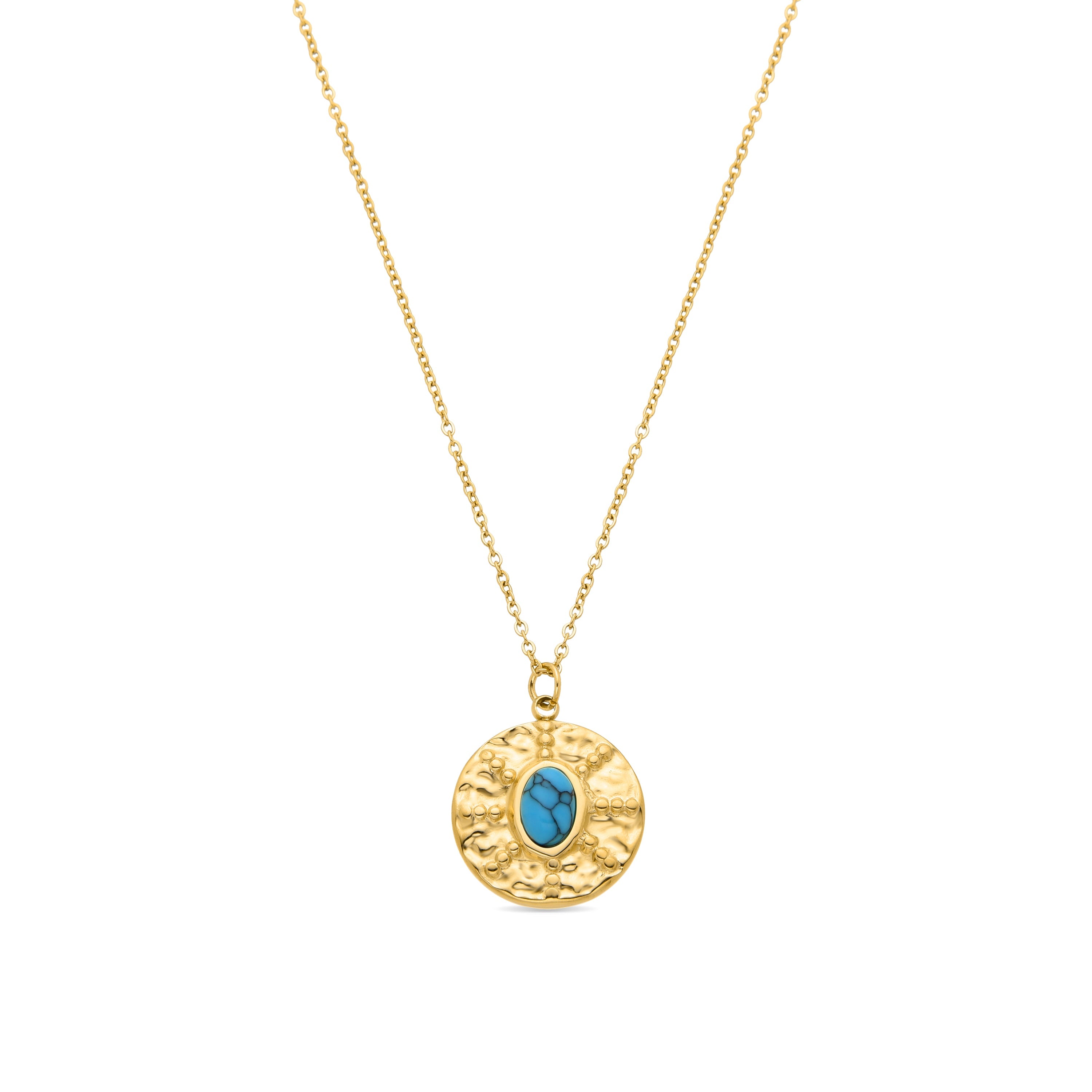 Turquoise necklace finished in 18K yellow gold - Riadra
