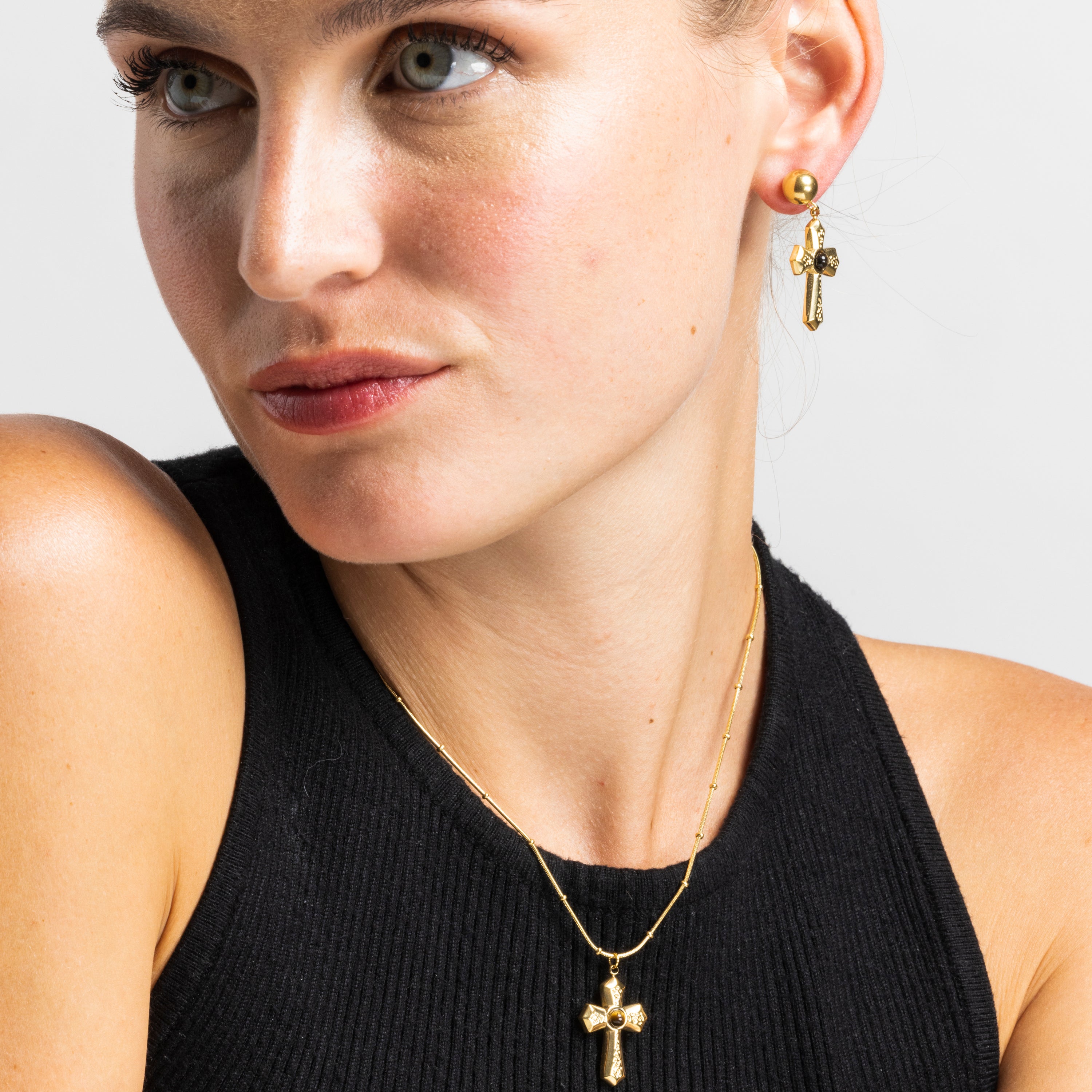 18k Gold Finish Tiger's Eye Necklace - Anleh