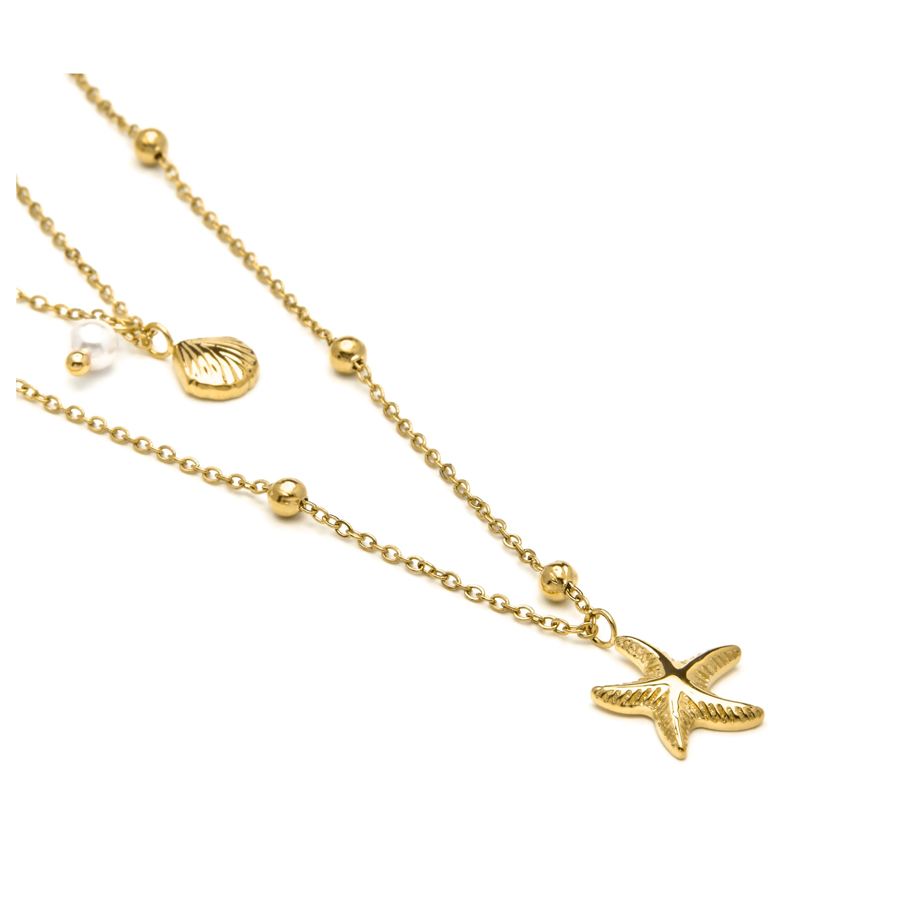Colar com acabamento em ouro amarelo 18k e Pérola Branca - Stik