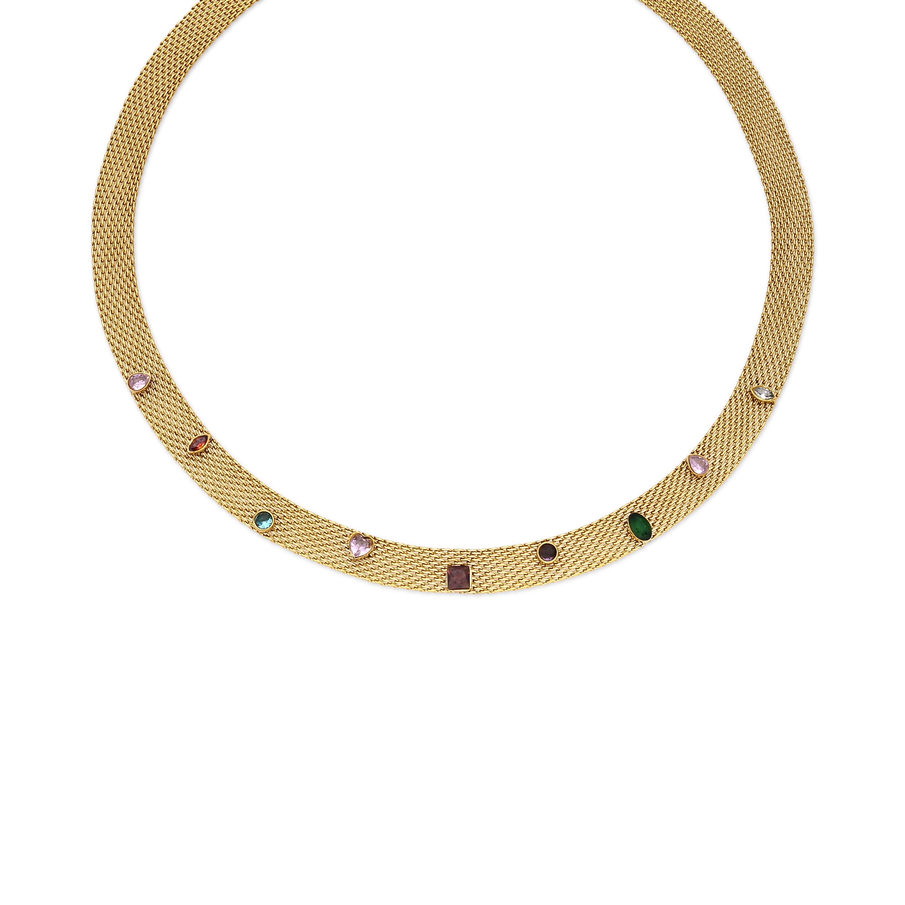 Multicolor Zircon Necklace with 18k Yellow Gold Finish - Vaine