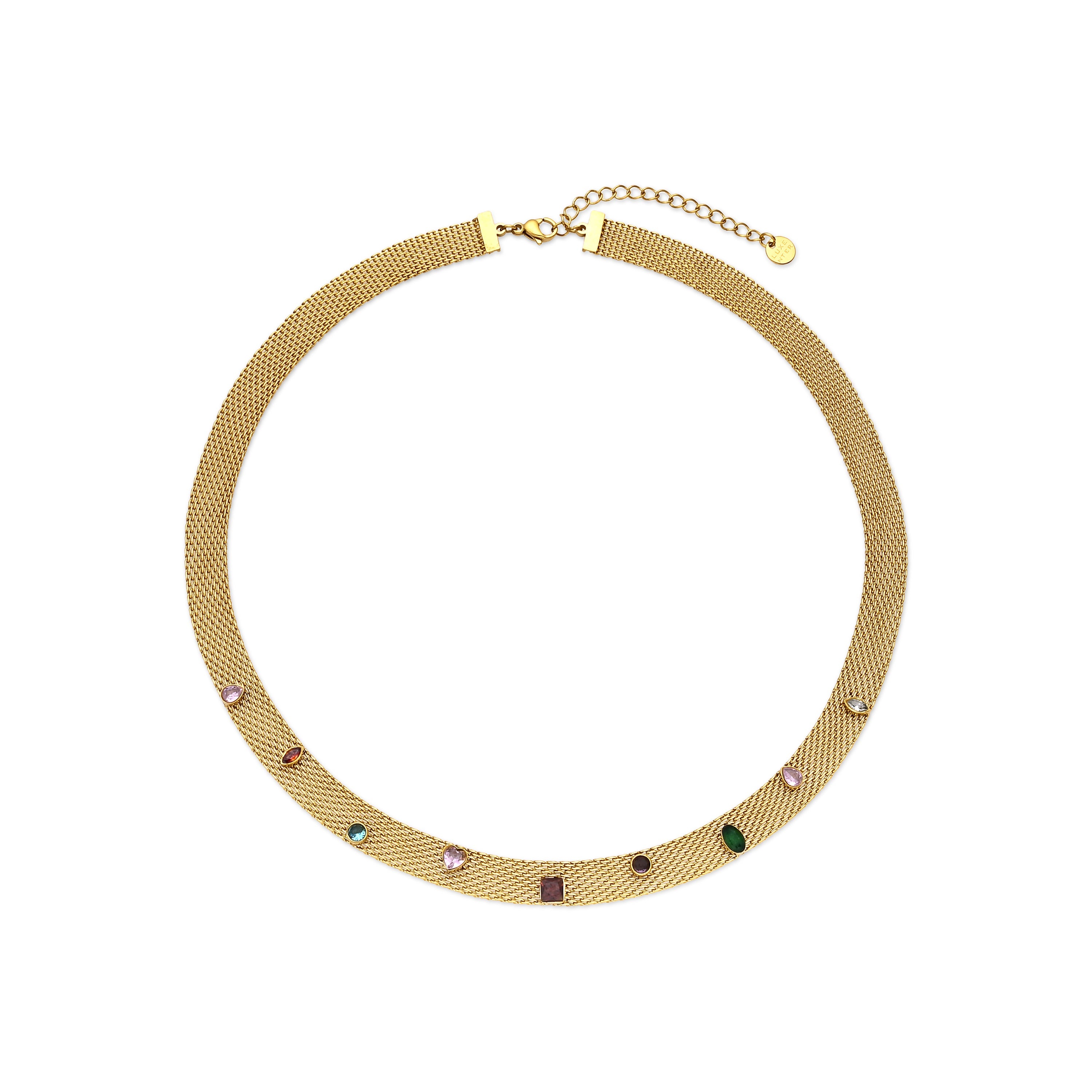 Multicolor Zircon Necklace with 18k Yellow Gold Finish - Vaine