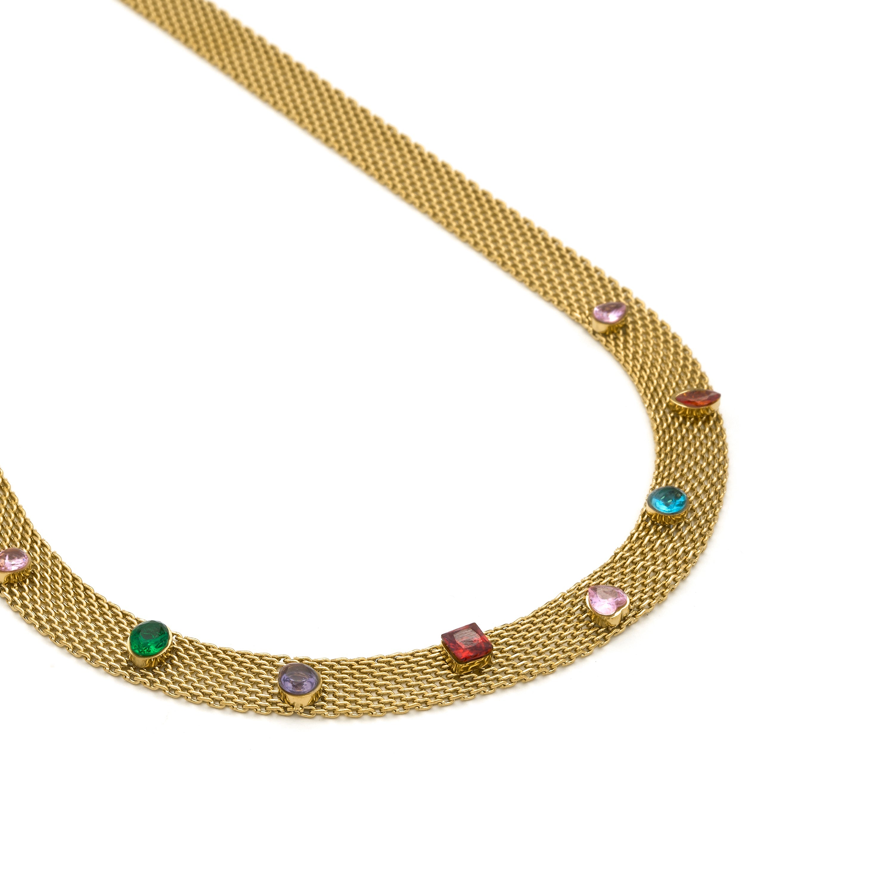Multicolor Zircon Necklace with 18k Yellow Gold Finish - Vaine