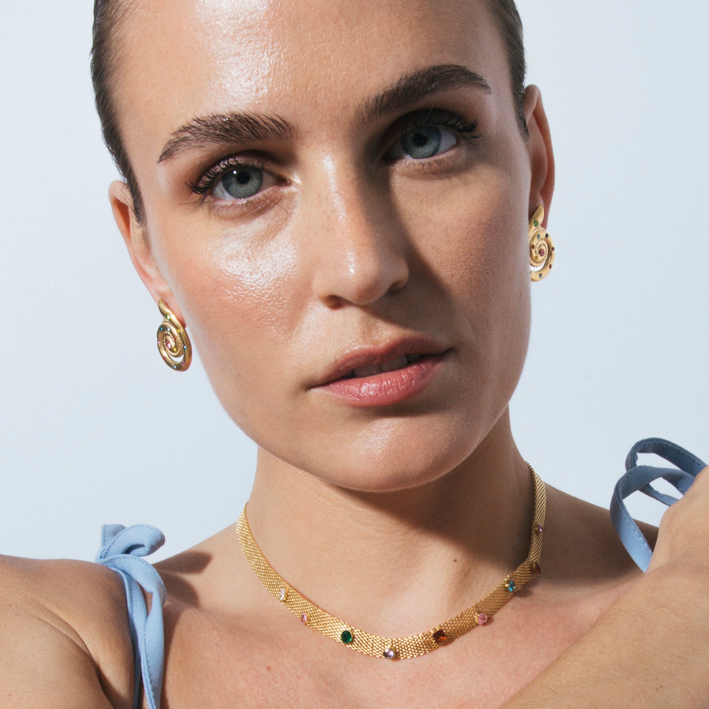Multicolor Zircon Necklace with 18k Yellow Gold Finish - Vaine
