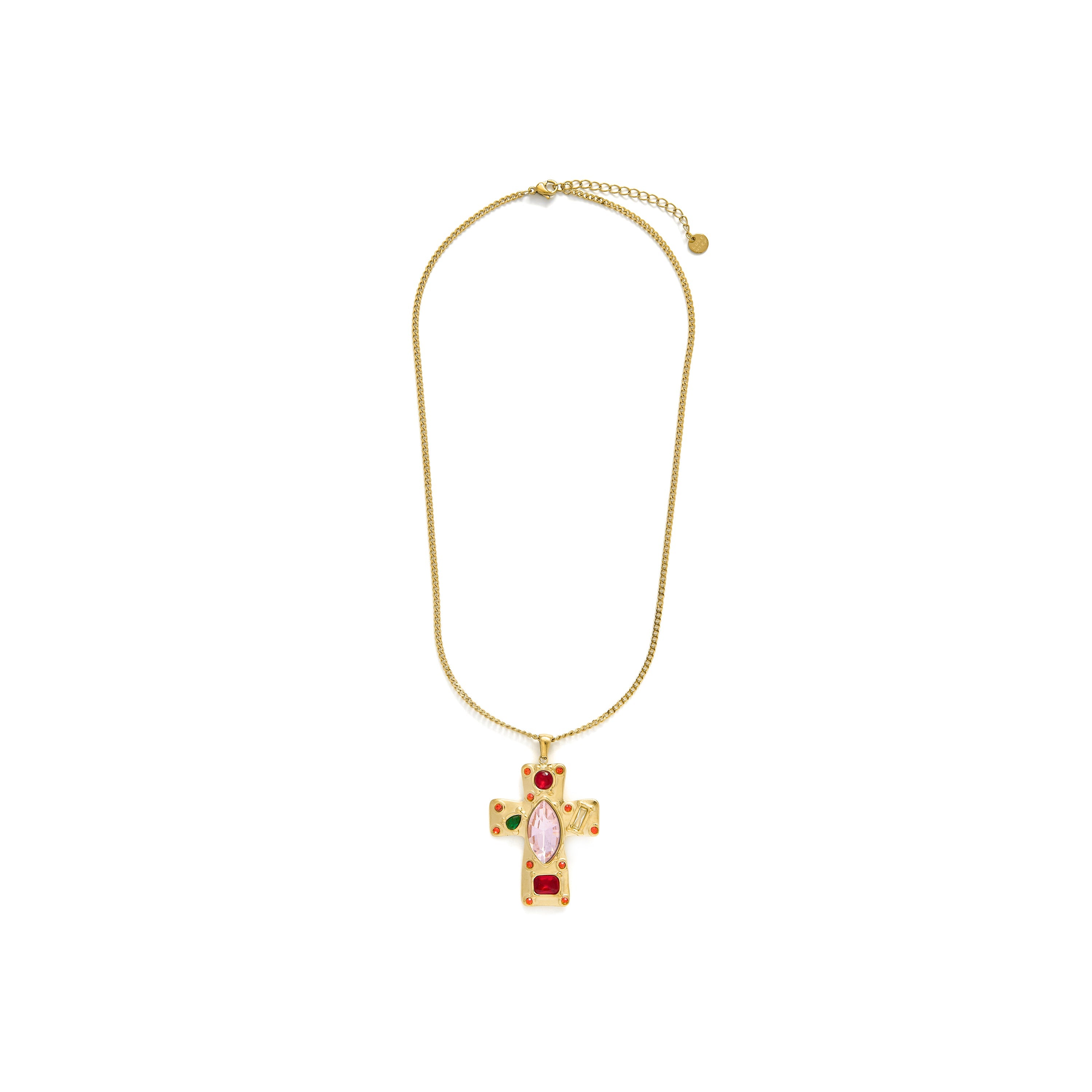 18k Yellow Gold Plated Multicolor Zirconia Necklace - Overy