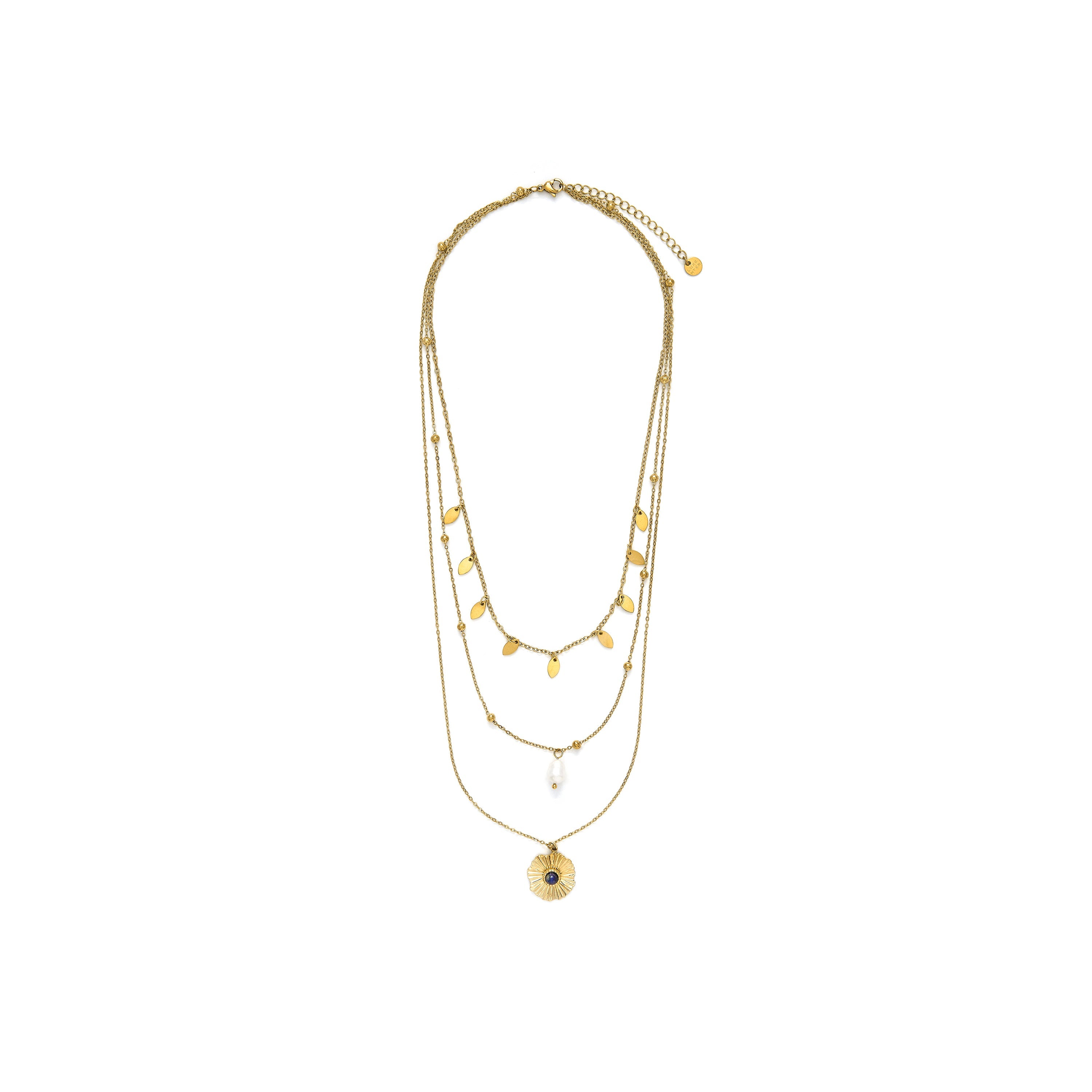 White Pearl Necklace finished in 18k yellow gold - Kixo