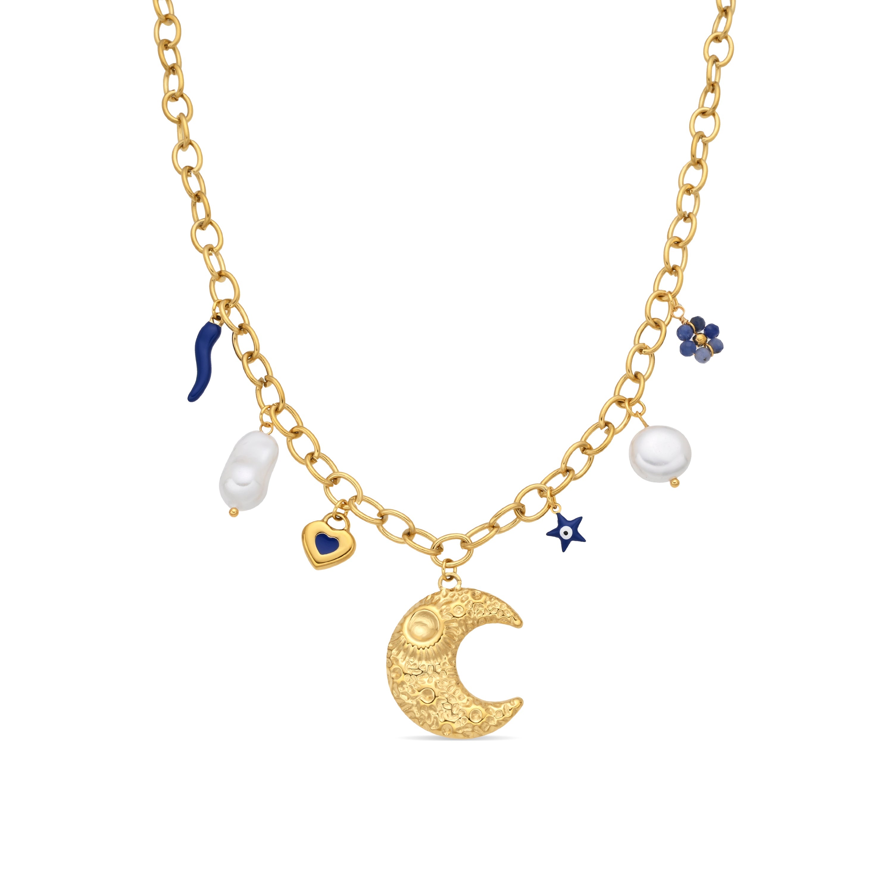 Blue Lacquer Necklace finished in 18k yellow gold - Lynou