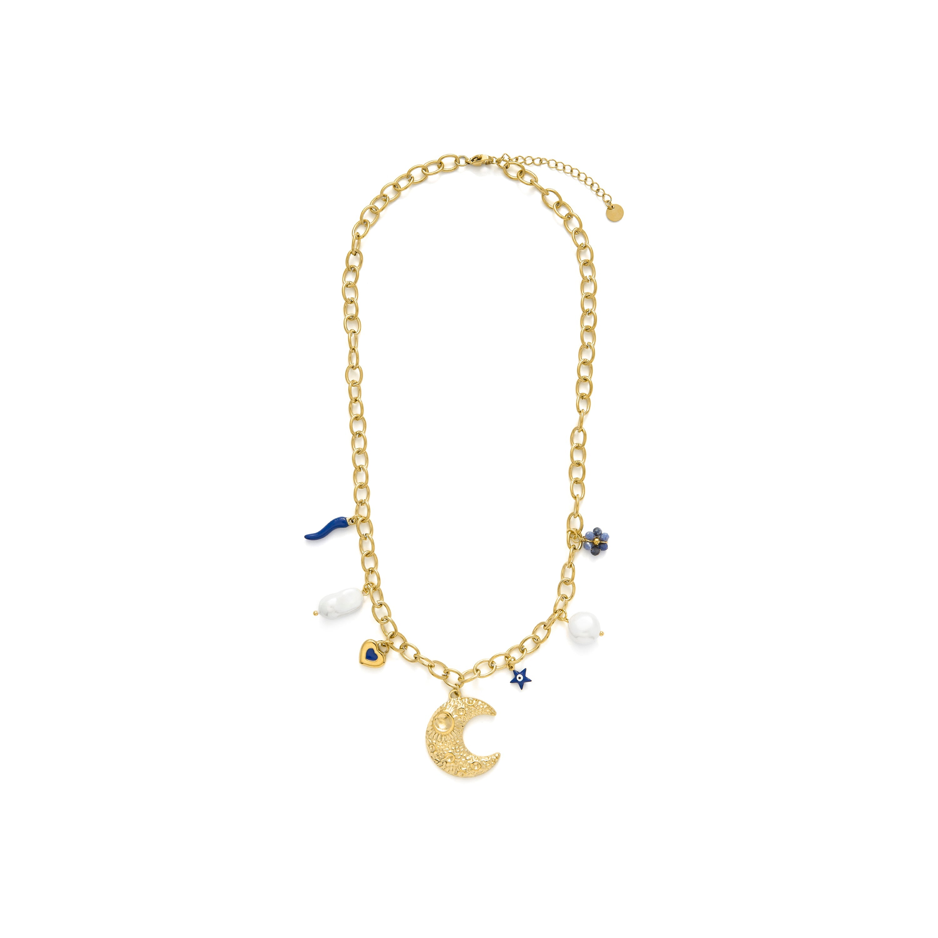 Blue Lacquer Necklace finished in 18k yellow gold - Lynou